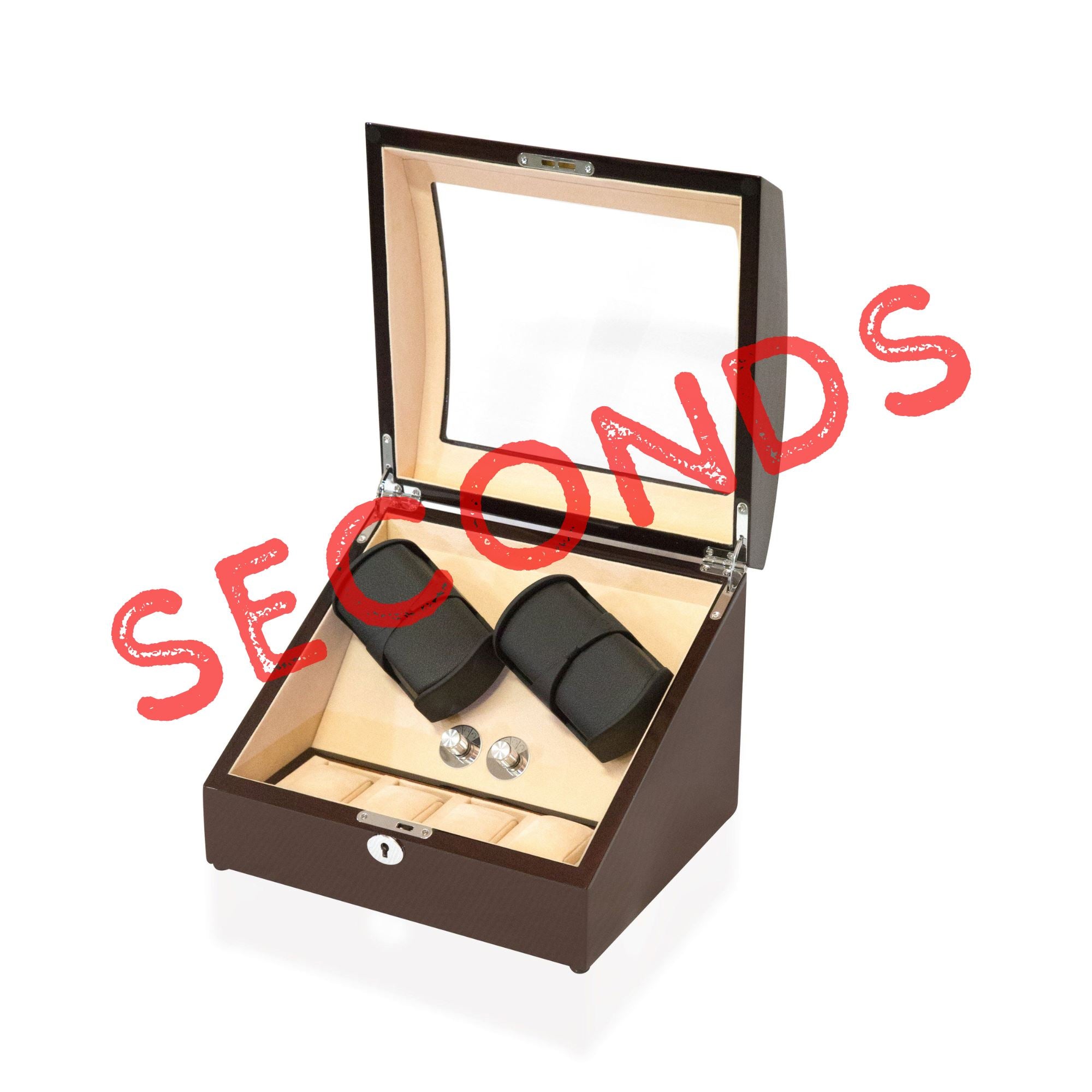 Seconds - Avoca Watch Winder Box 4 + 4 Watches in Mahogany (b) Seconds Clinks 