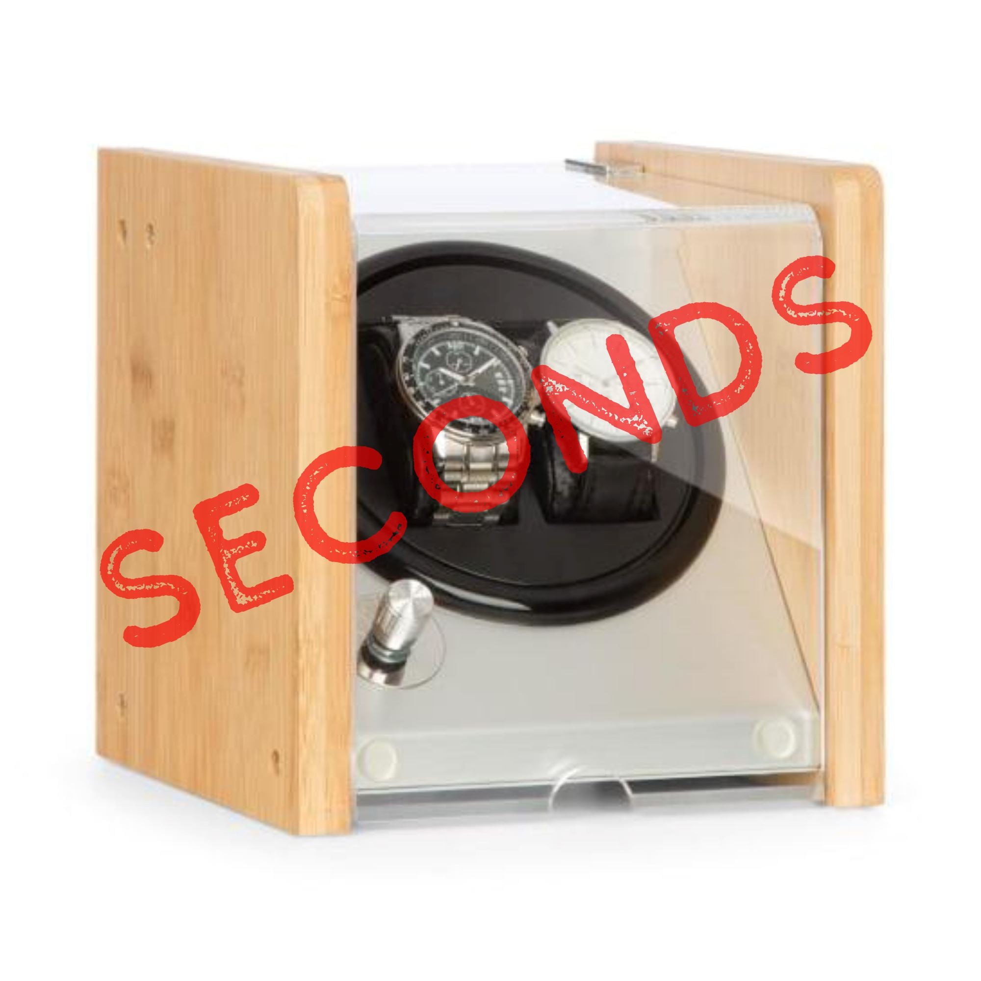 Seconds - BLAQ Watch Winder Box 2 Watches in Aluminum & Bamboo (b) Seconds Clinks 