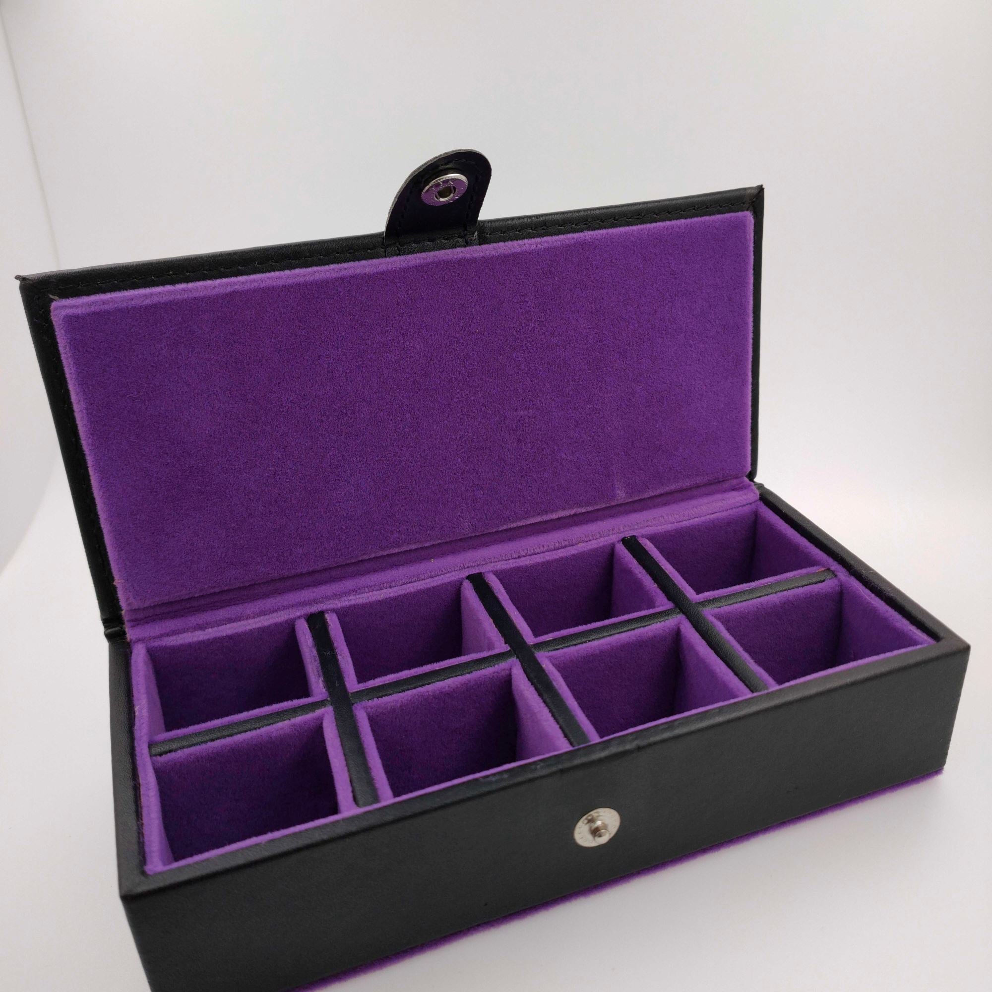Seconds - 8 Pair Bonded Leather Black/Purple Cufflink Storage Box (a) Seconds Clinks Australia 