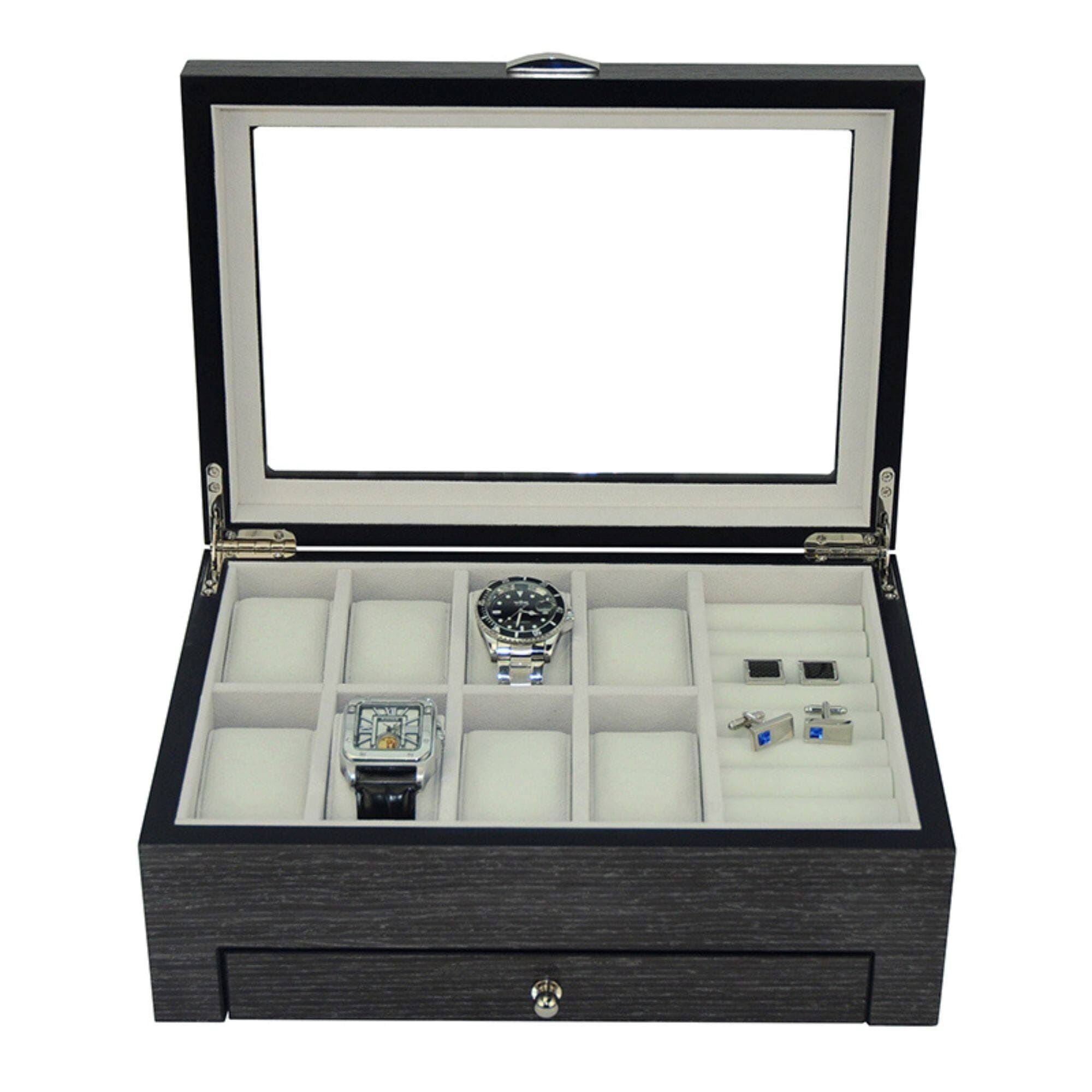 Seconds - Ginko Wooden Cufflink Watch Box with a Drawer (A) Seconds Clinks 