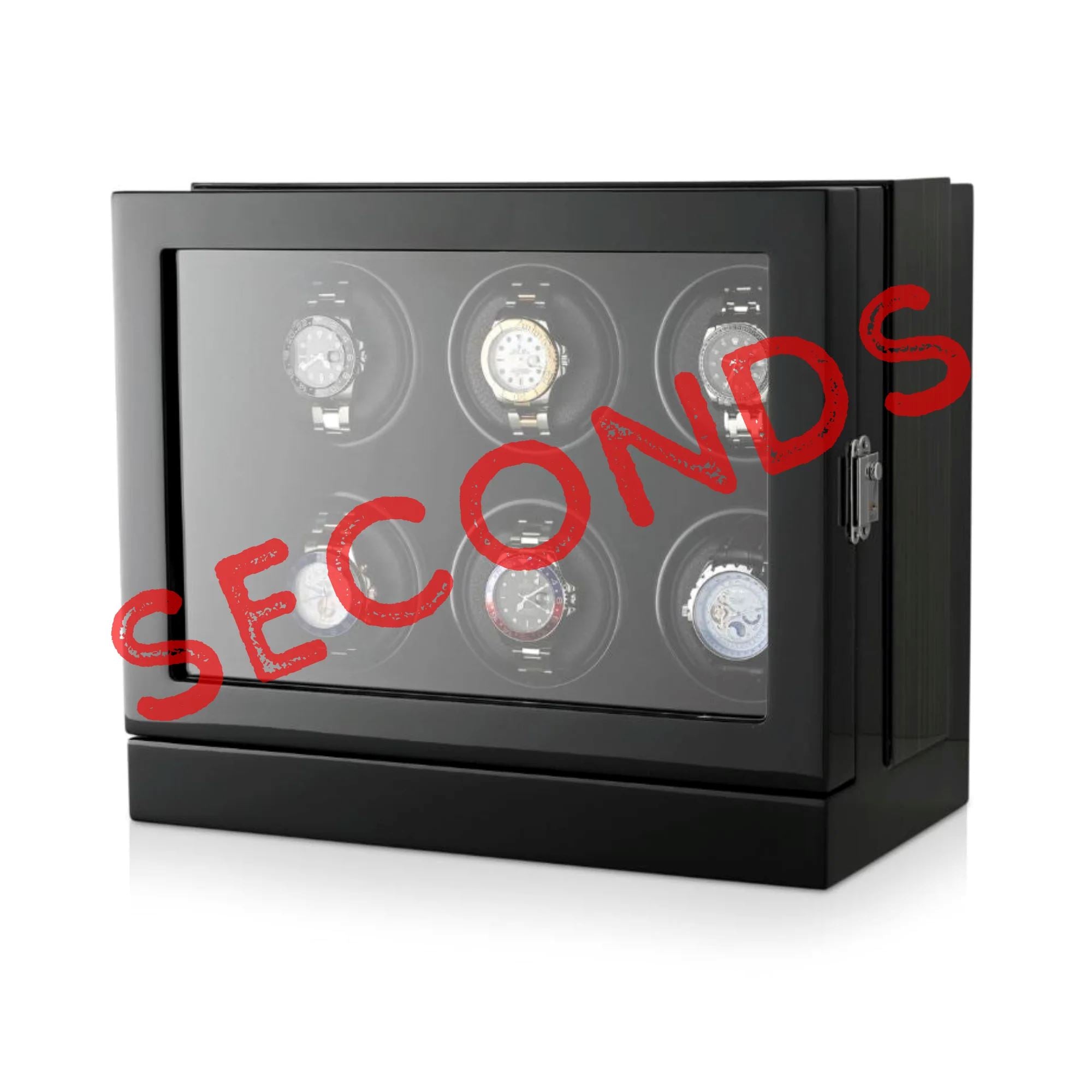Seconds - Sydney Watch Winder Box for 6 Watches in Black (g) Seconds Clinks 