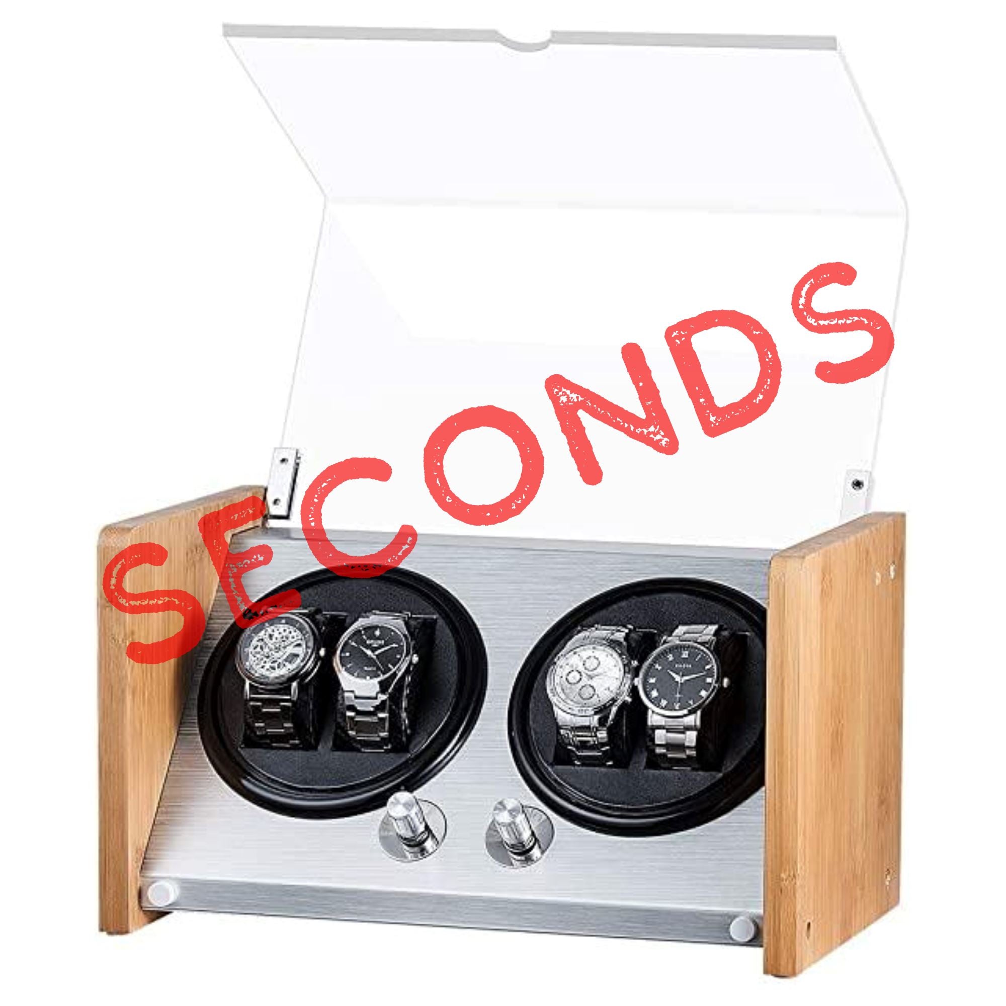 Seconds - BLAQ Watch Winder Box 4 Watches in Aluminum & Bamboo (e) Seconds Clinks 