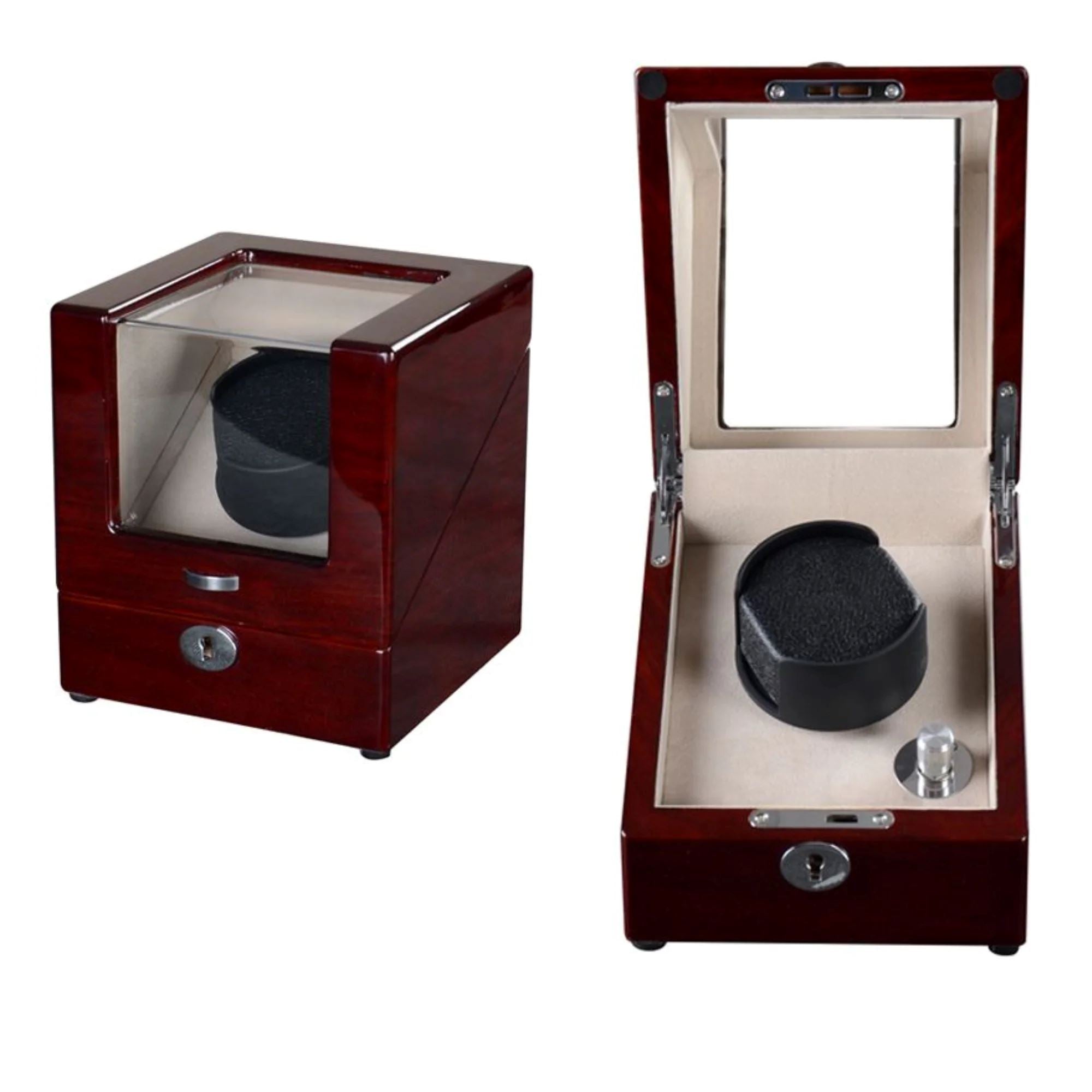 Seconds - Waratah Watch Winder Box for 1 Watch in Mahogany (l) Seconds Clinks 