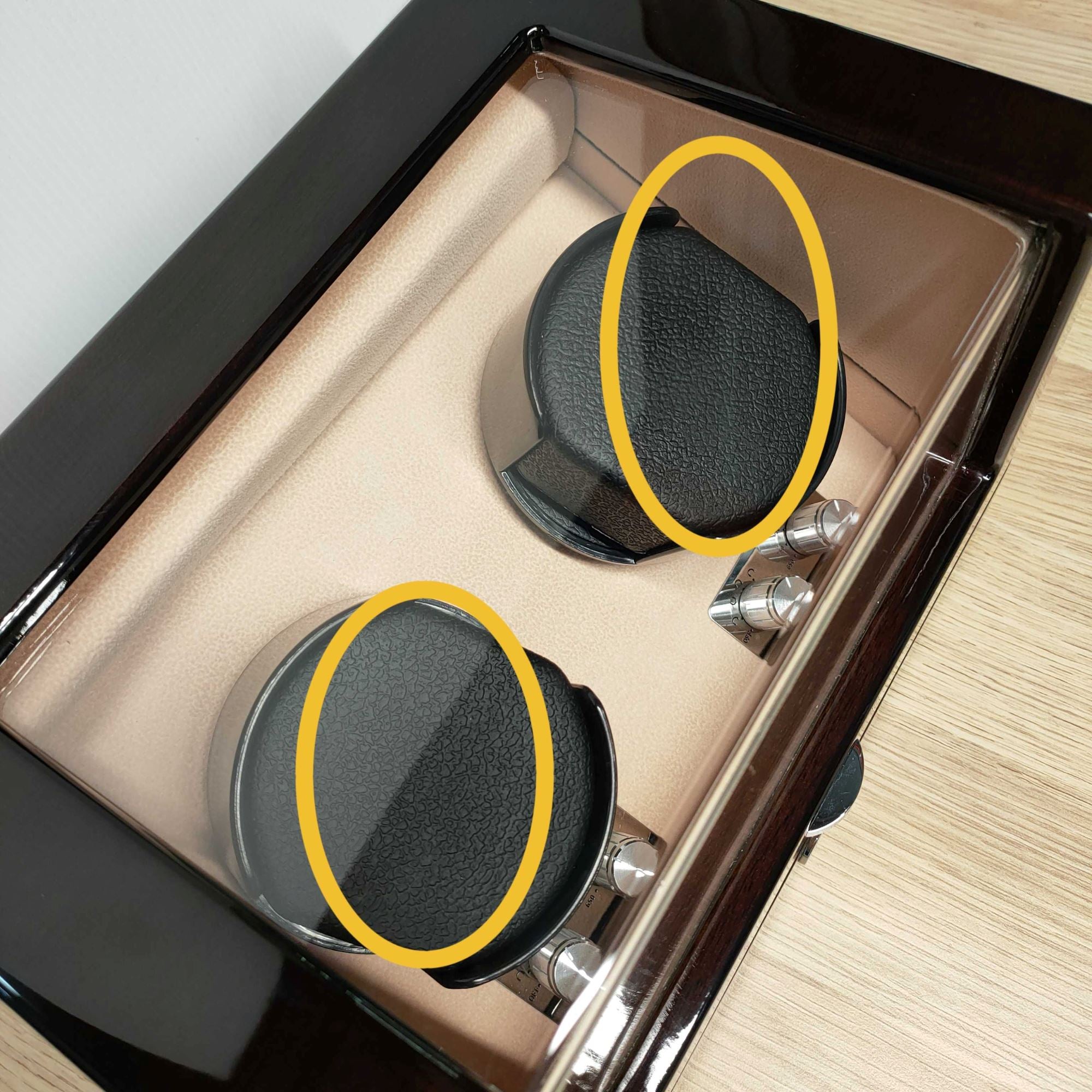 Seconds - Waratah Mahogany Watch Winder Box for 2 Watches (e) Seconds Clinks 