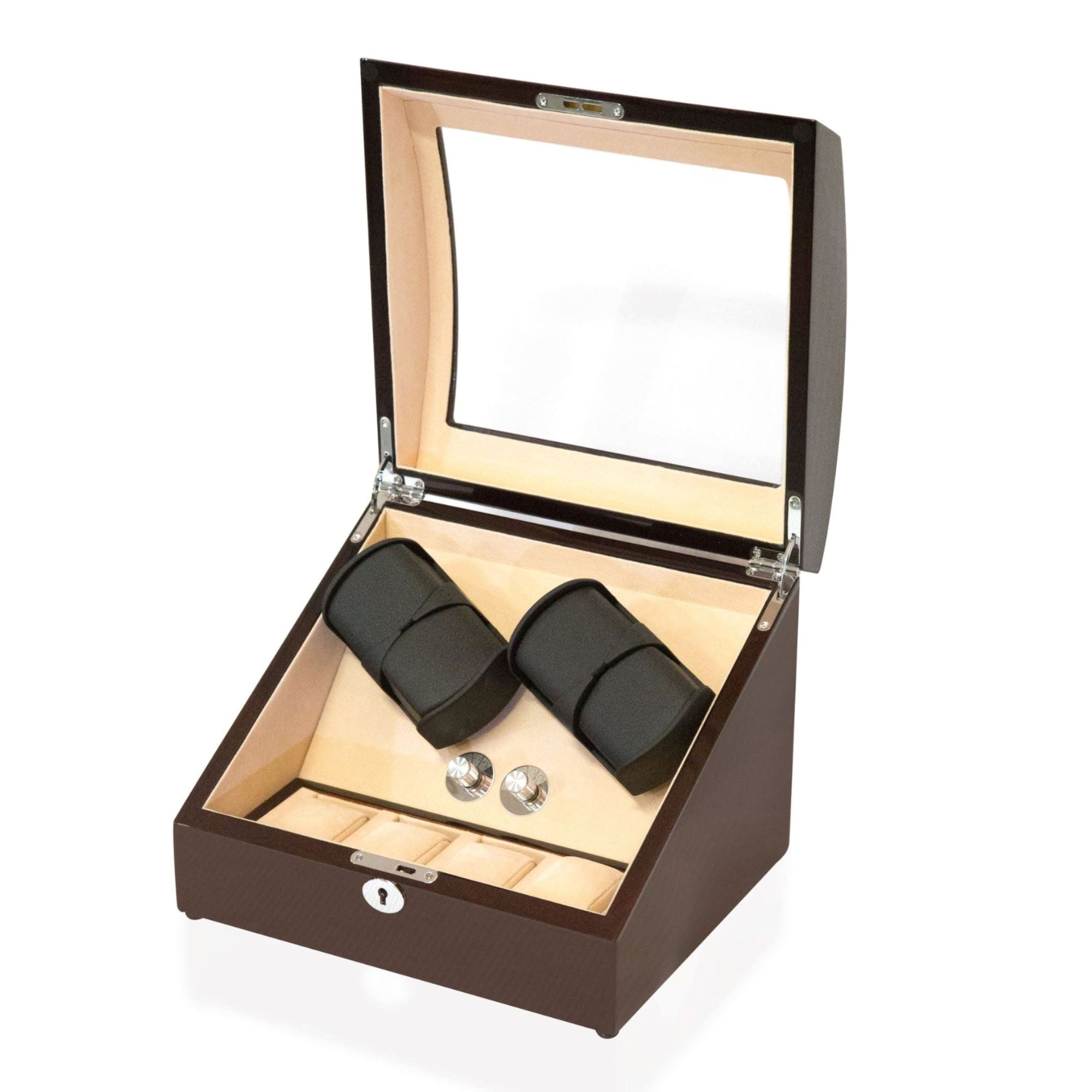 Seconds - Avoca Watch Winder Box 4 + 4 Watches in Mahogany (f) Seconds Clinks 