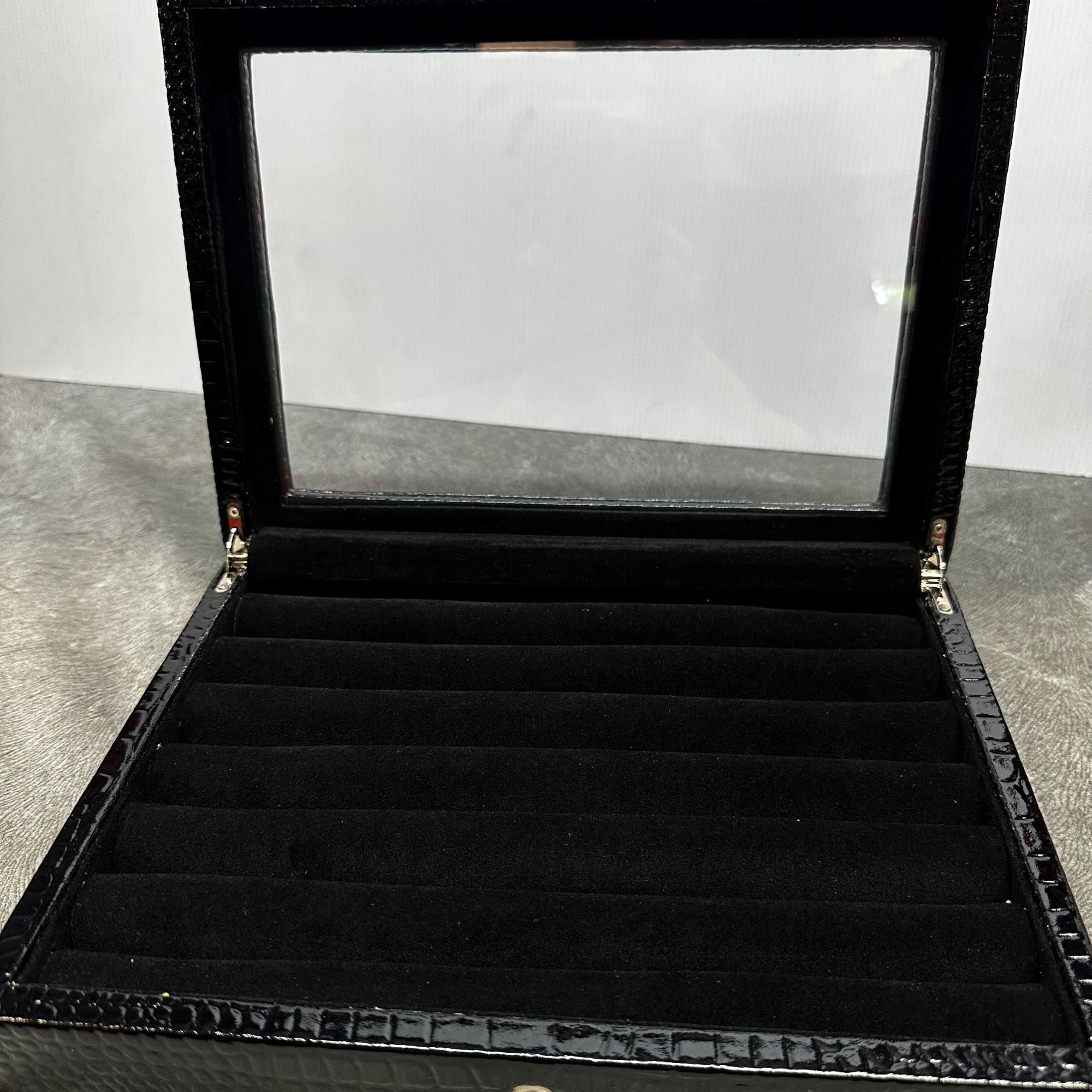 Seconds - 36 Pair Bonded Leather Black Croco Cufflink Box Seconds Clinks Australia 