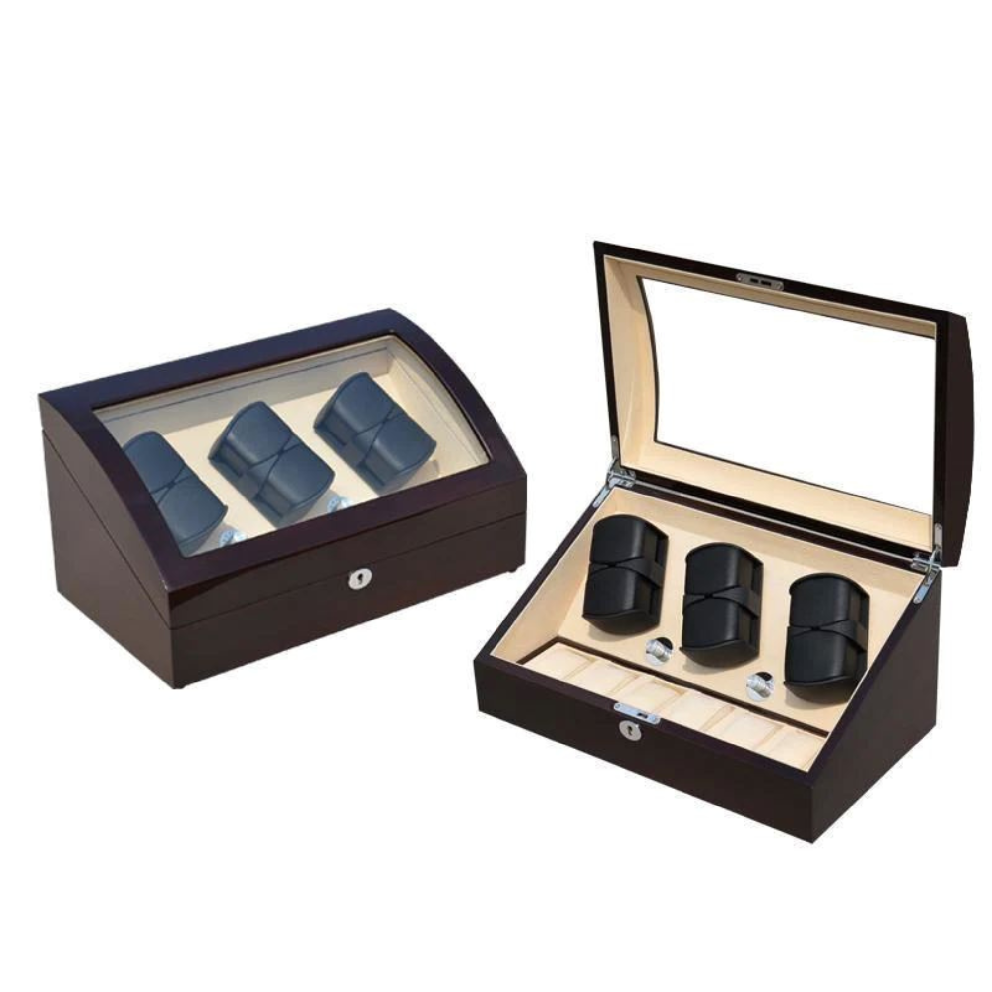Seconds - Avoca Watch Winder Box 6 + 6 Watches in Mahogany (f)