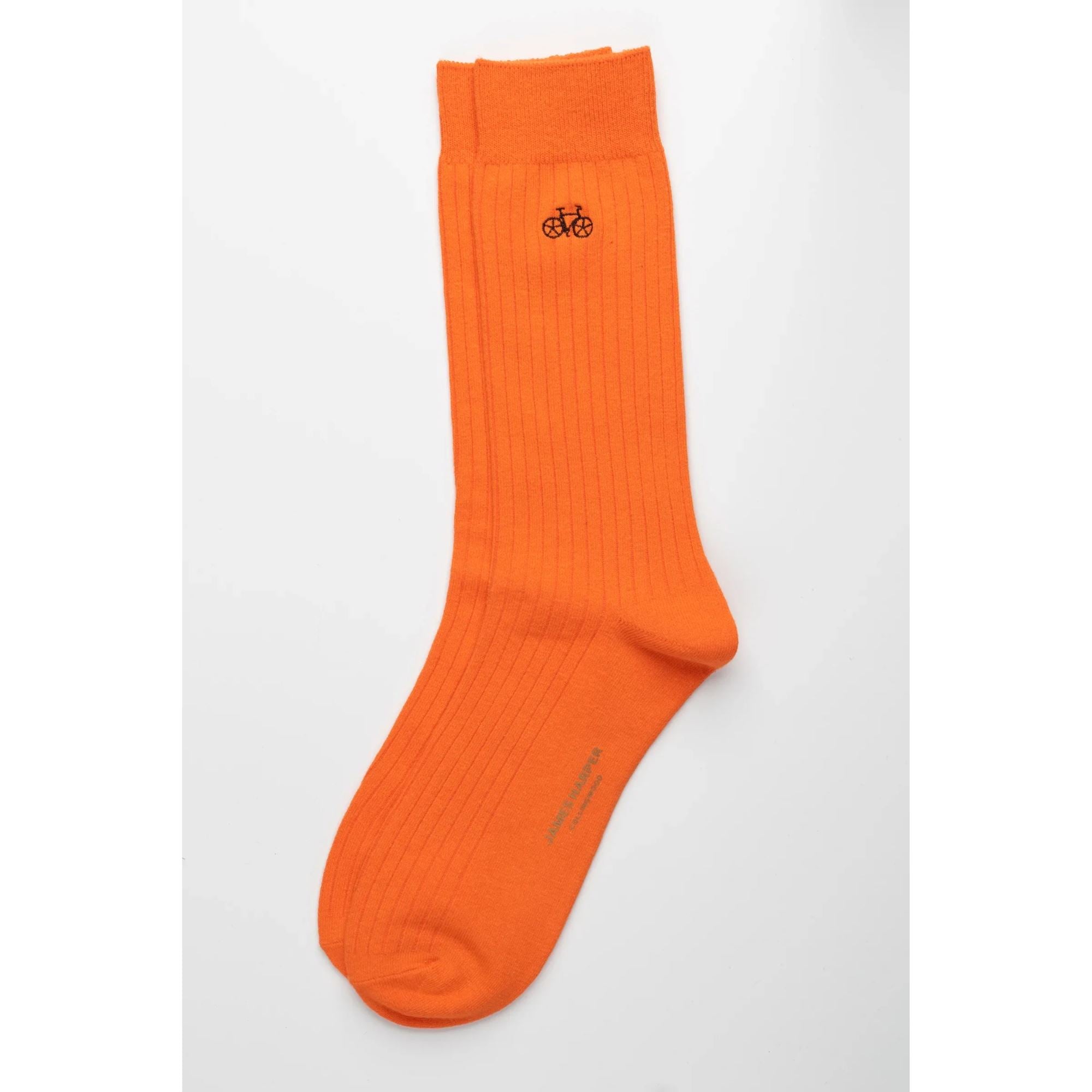 Orange Ribbed Socks Socks Clinks 
