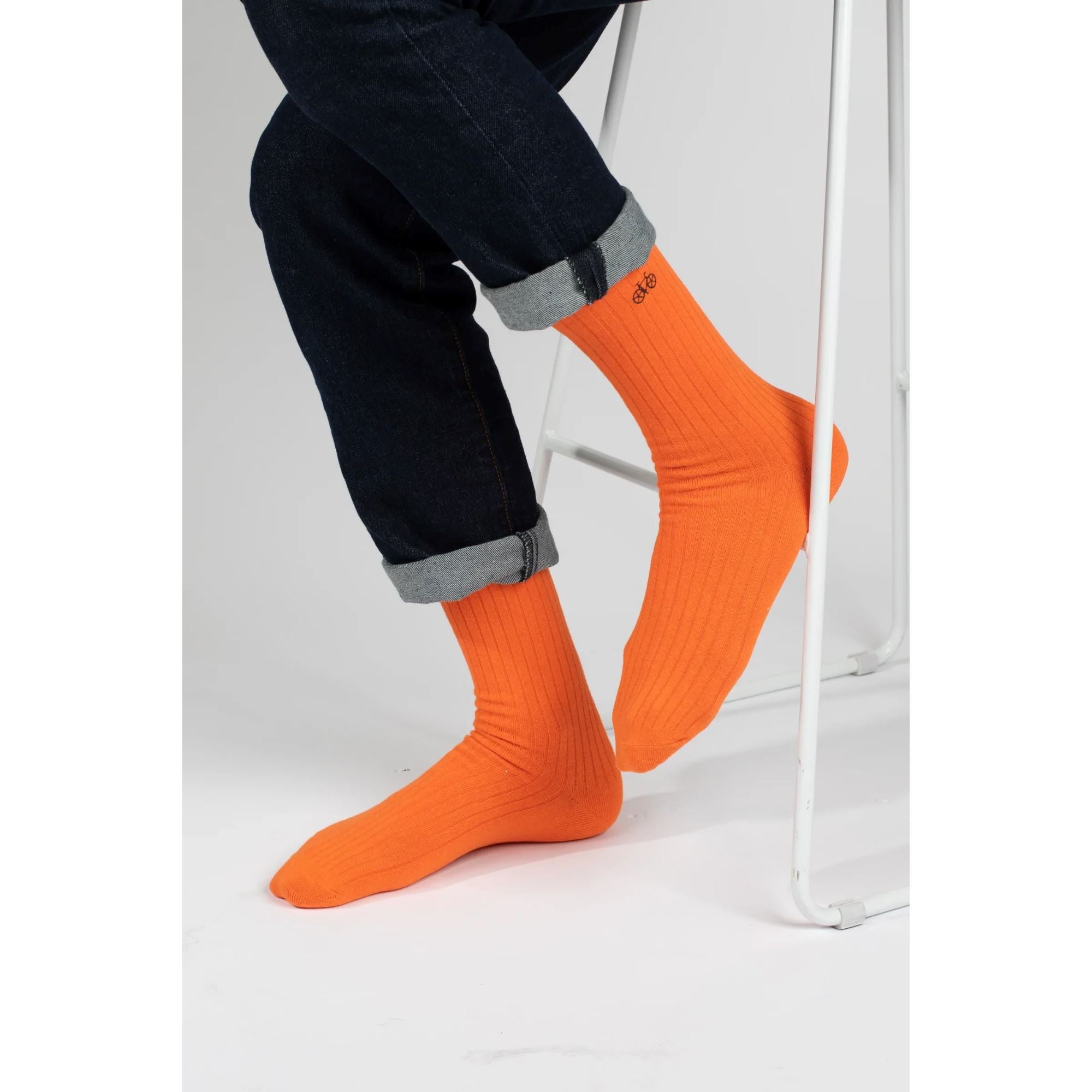 Orange Ribbed Socks Socks Clinks 