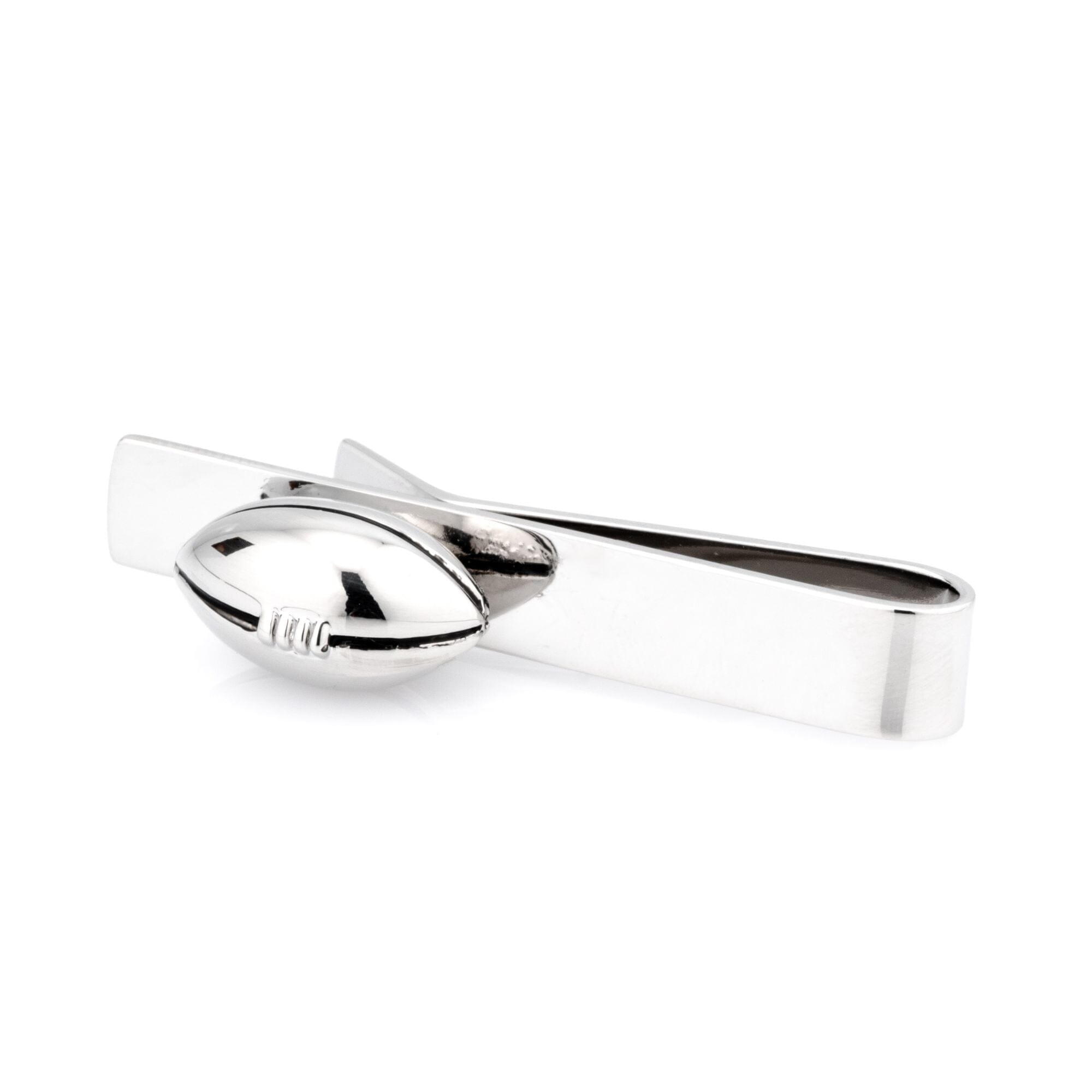 Footy / Rugby Silver Football Tie Bar Tie Clips Clinks 