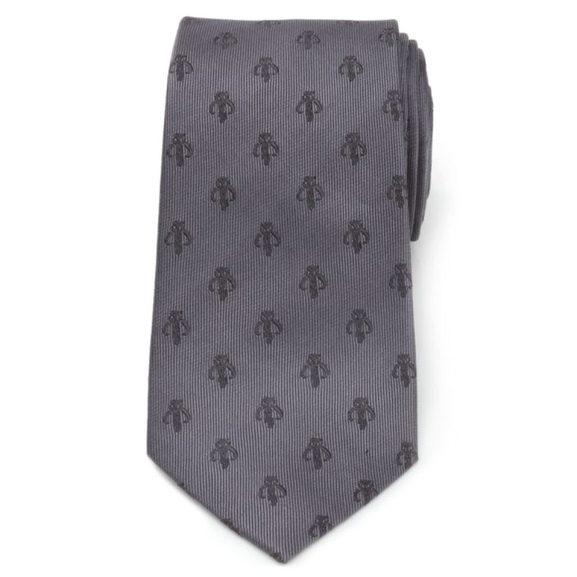 Mandalorian Star Wars Gray Silk Men's Tie Ties Star Wars 