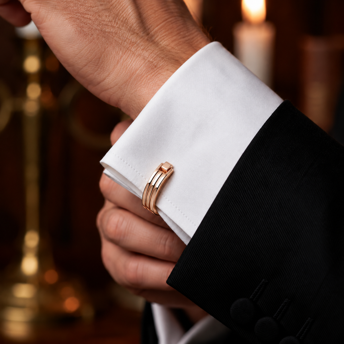 Wrap Around Rose Gold Groove Cufflinks