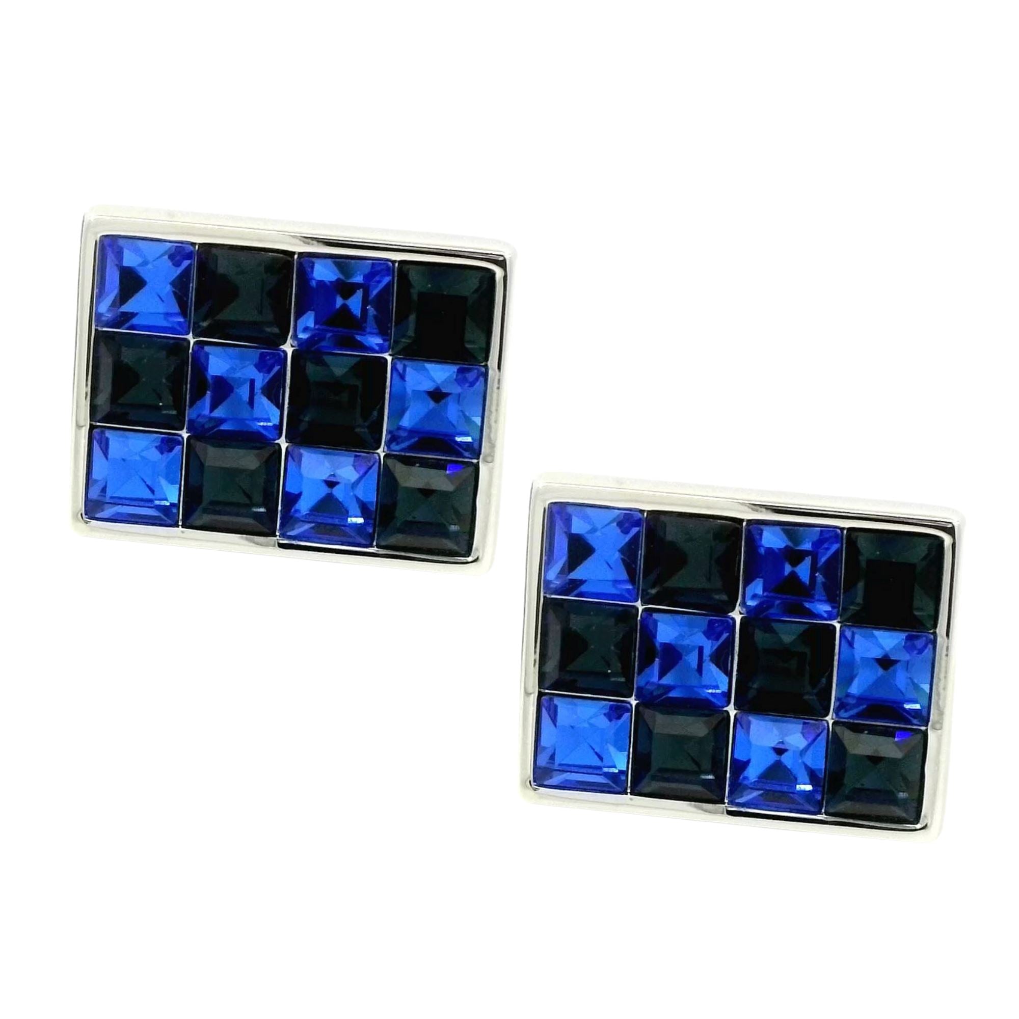 BlackBlue 12 Crystals Cufflinks Classic & Modern Cufflinks Clinks Australia Black Blue 12 Crystals Cufflinks 