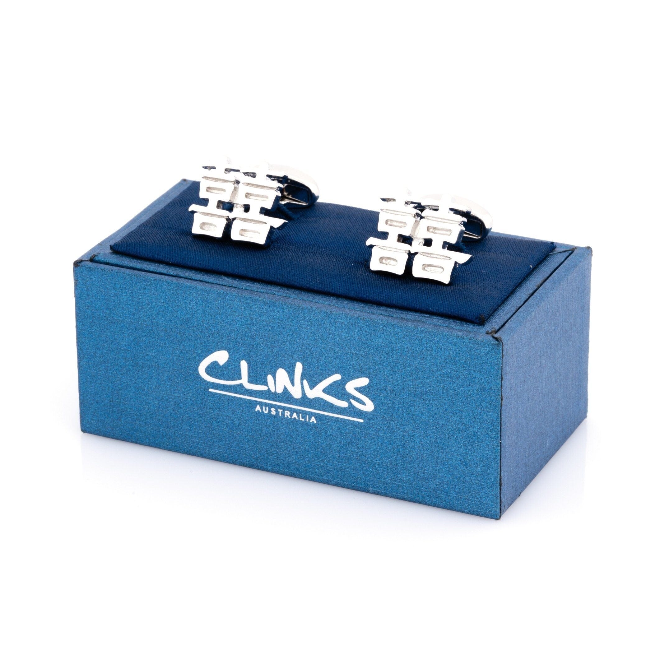 Silver Double Happiness Cufflinks Novelty Cufflinks Clinks Australia 