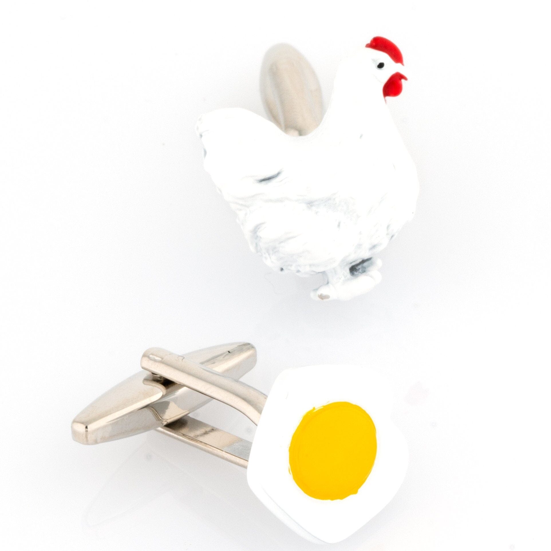 Chicken and Egg Cufflinks Novelty Cufflinks Clinks Australia Chicken and Egg Cufflinks 