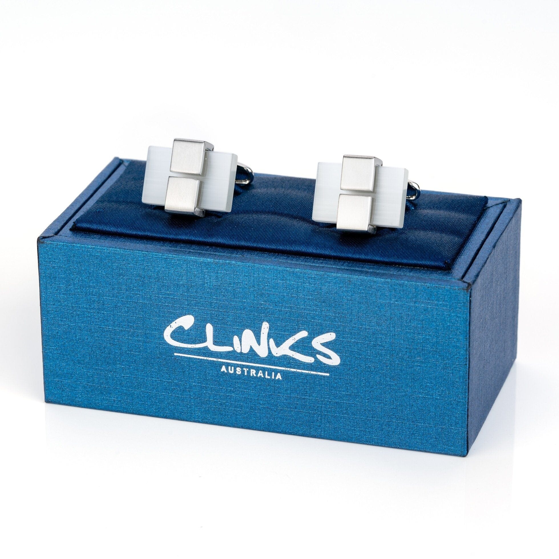 White Ice Cateye Cufflinks Classic & Modern Cufflinks Clinks Australia 