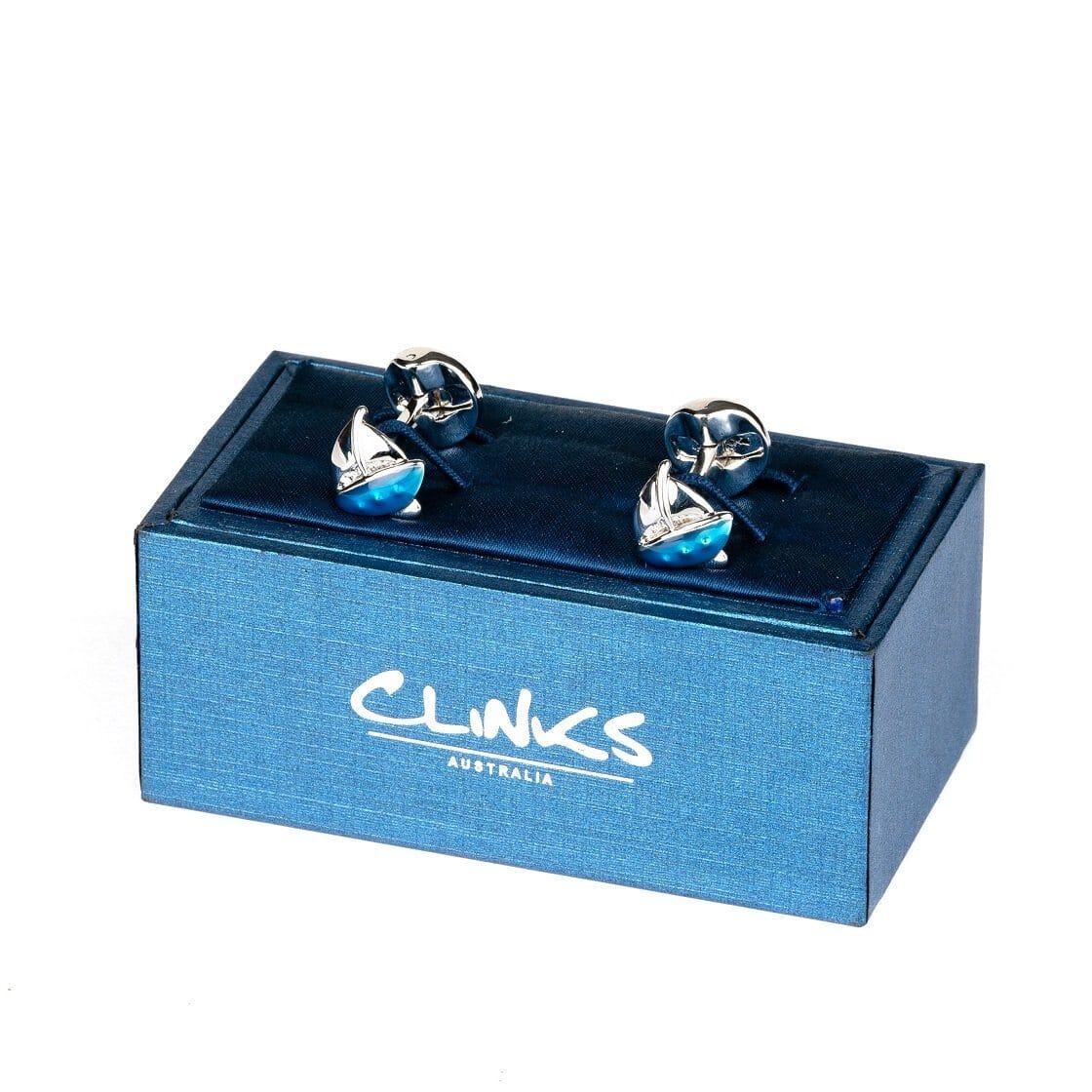 Blue/Silver Sailing Ship Cufflinks Novelty Cufflinks Clinks Australia 