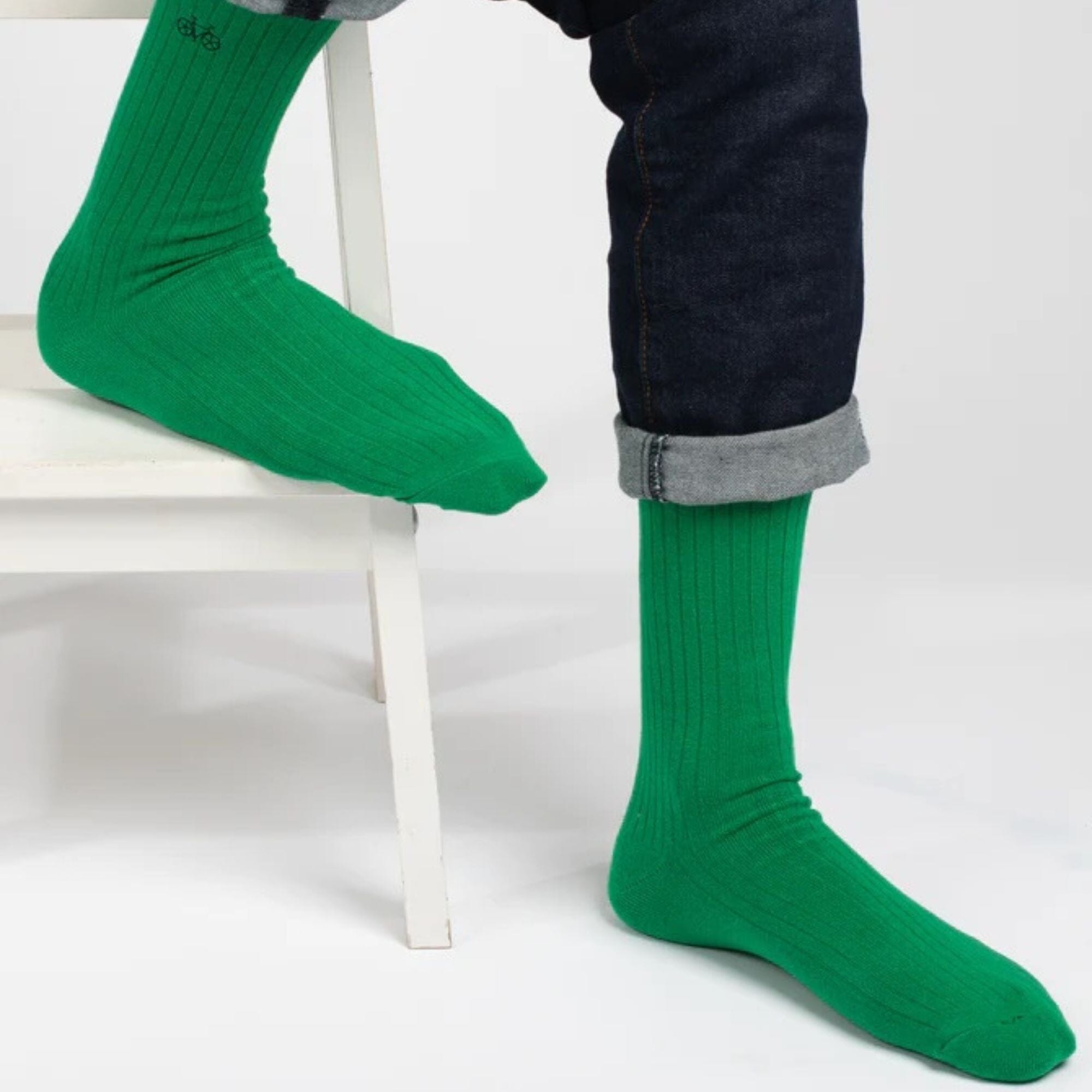 Green Ribbed Socks Socks Clinks 