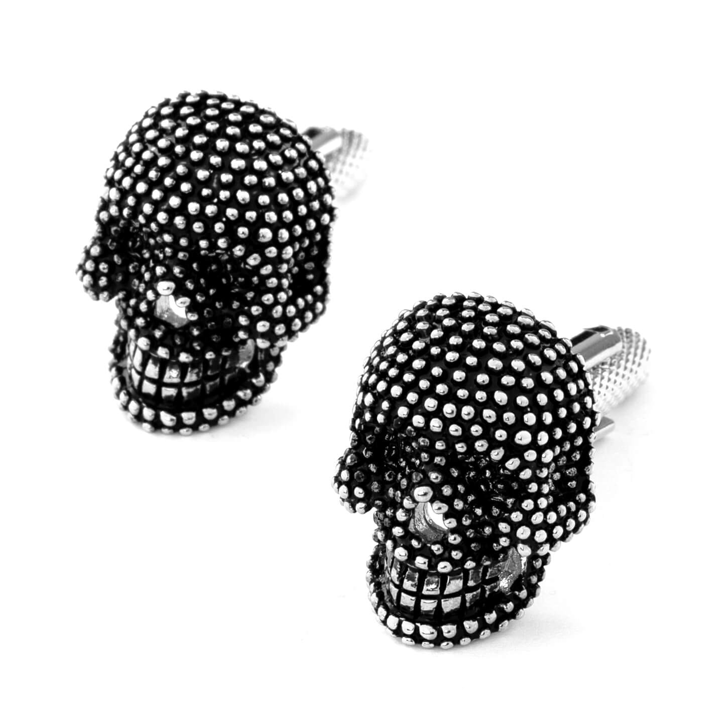 Black Dotted Silver Skull Cufflinks & Stud Set Stud Sets Clinks Australia 
