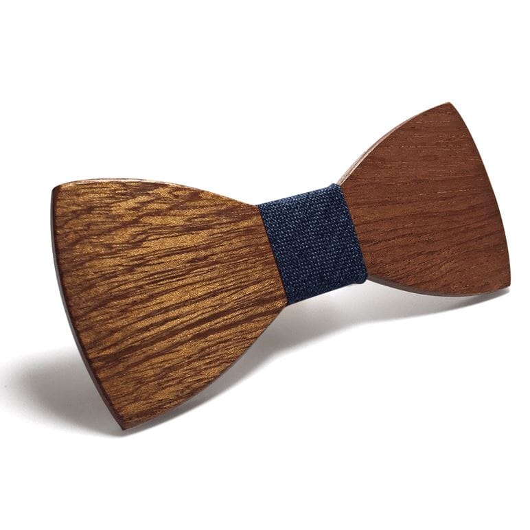 Dark Wood Blue Fabric Adult Bow Tie Bow Ties Clinks Australia Dark Wood Blue Fabric Adult Bow Tie 