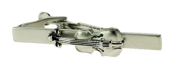 Violin Silver Tie Clip Tie Bars Clinks 