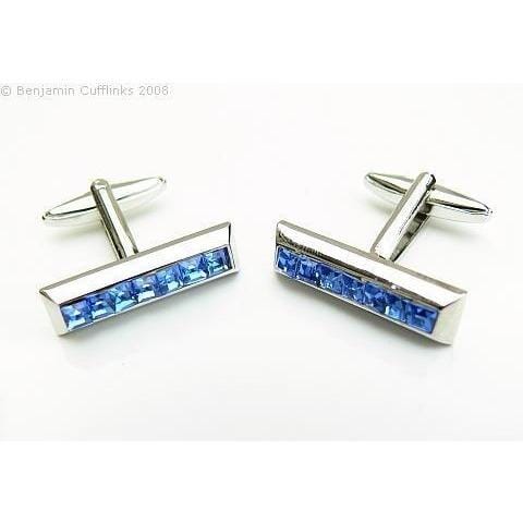 Blue Crystal Bar Cufflinks Classic & Modern Cufflinks Clinks Australia Blue Crystal Bar Cufflinks 