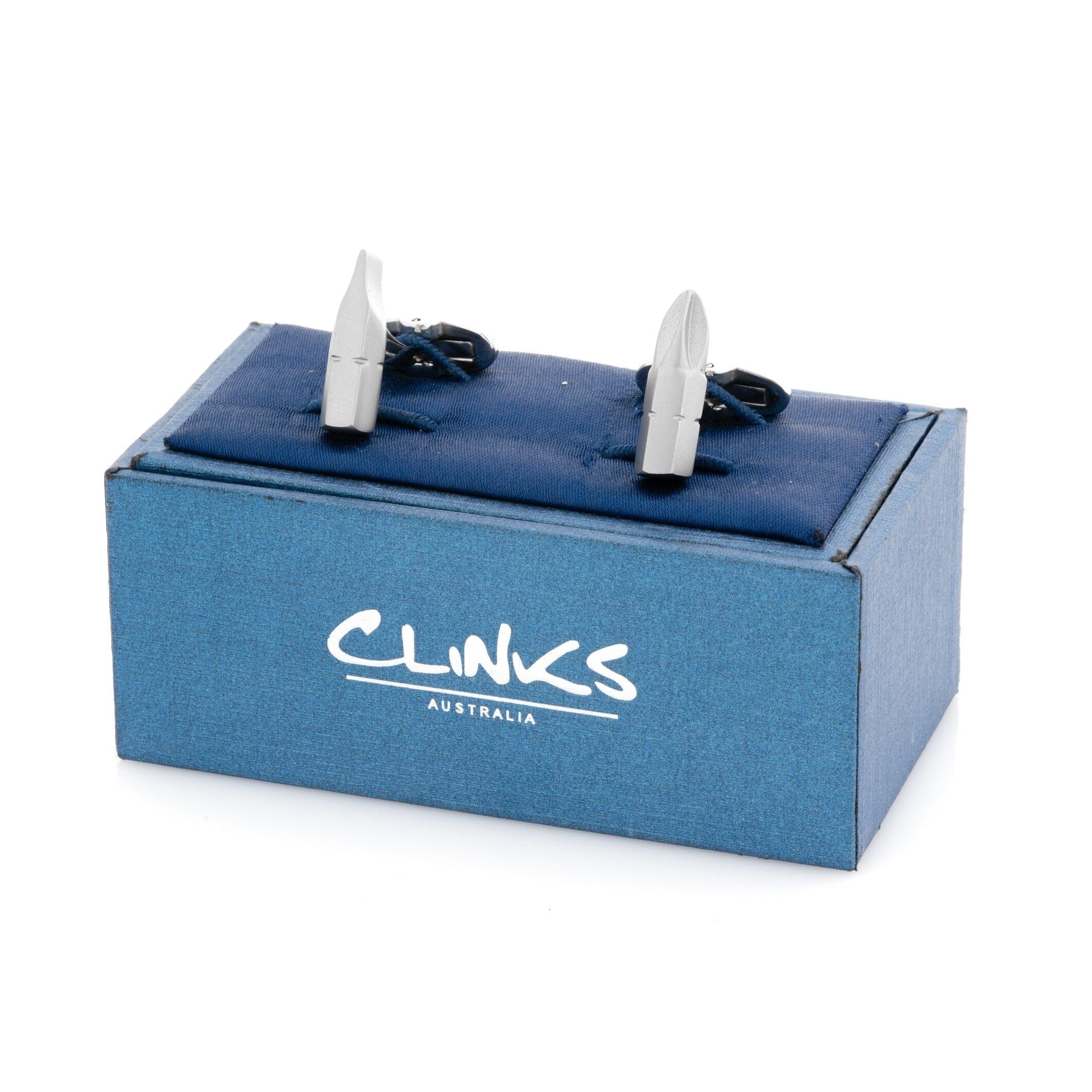 Screwdriver Bit Flat-head and Phillips Brushed Silver Cufflinks Novelty Cufflinks Clinks Australia 