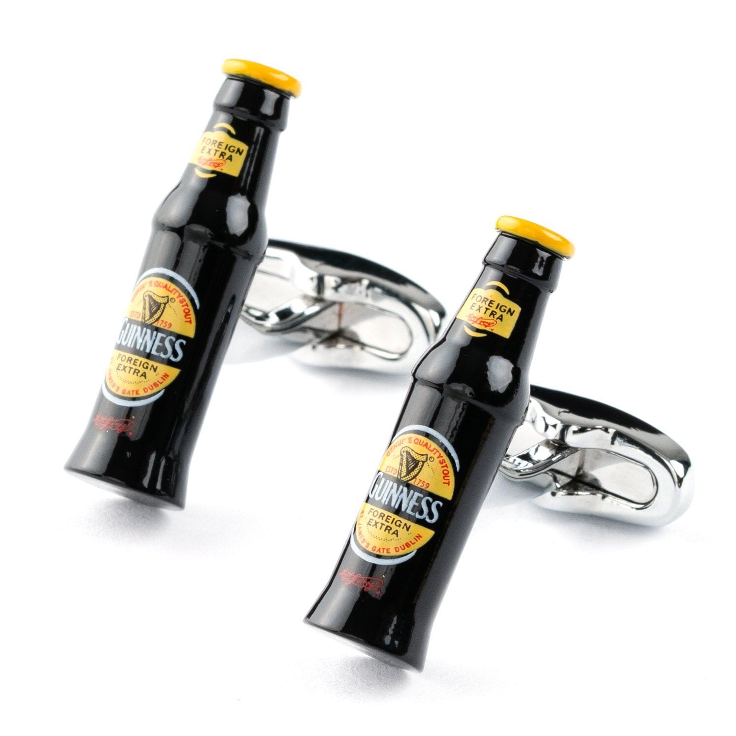 Black & Yellow Beer Bottle Cufflinks Novelty Cufflinks Clinks Australia Black & Yellow Beer Bottle Cufflinks 