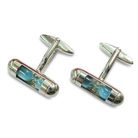 Blue Sand Timers Cufflinks Novelty Cufflinks Clinks Australia Blue Sand Timers Cufflinks 