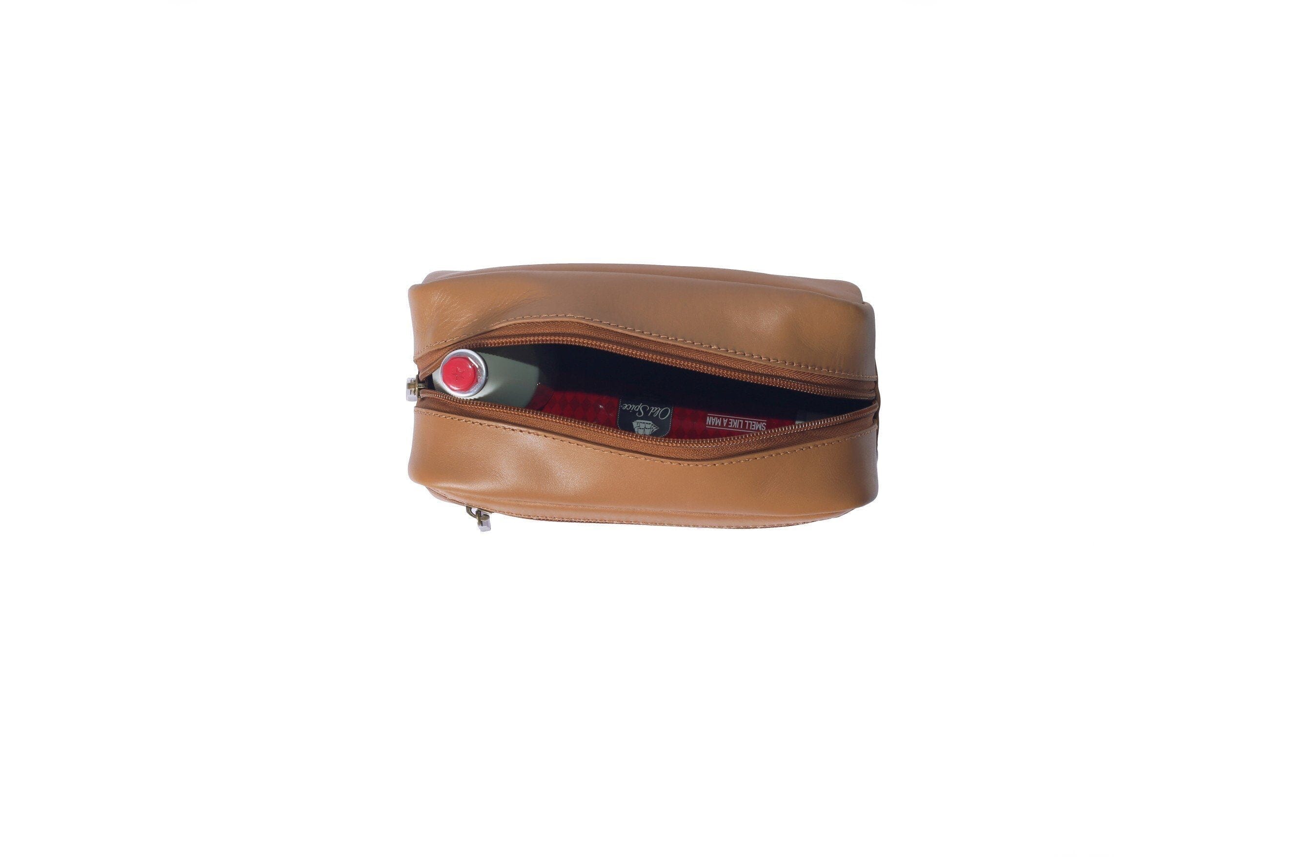 Small Leather Toiletry Bag in Tan Leather Accessories Clinks Australia 