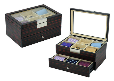 Ebony Wooden Tie Box for 12, Storage Boxes, CB5015, Tie Stotage Box, Cuffed, Clinks, Clinks Australia