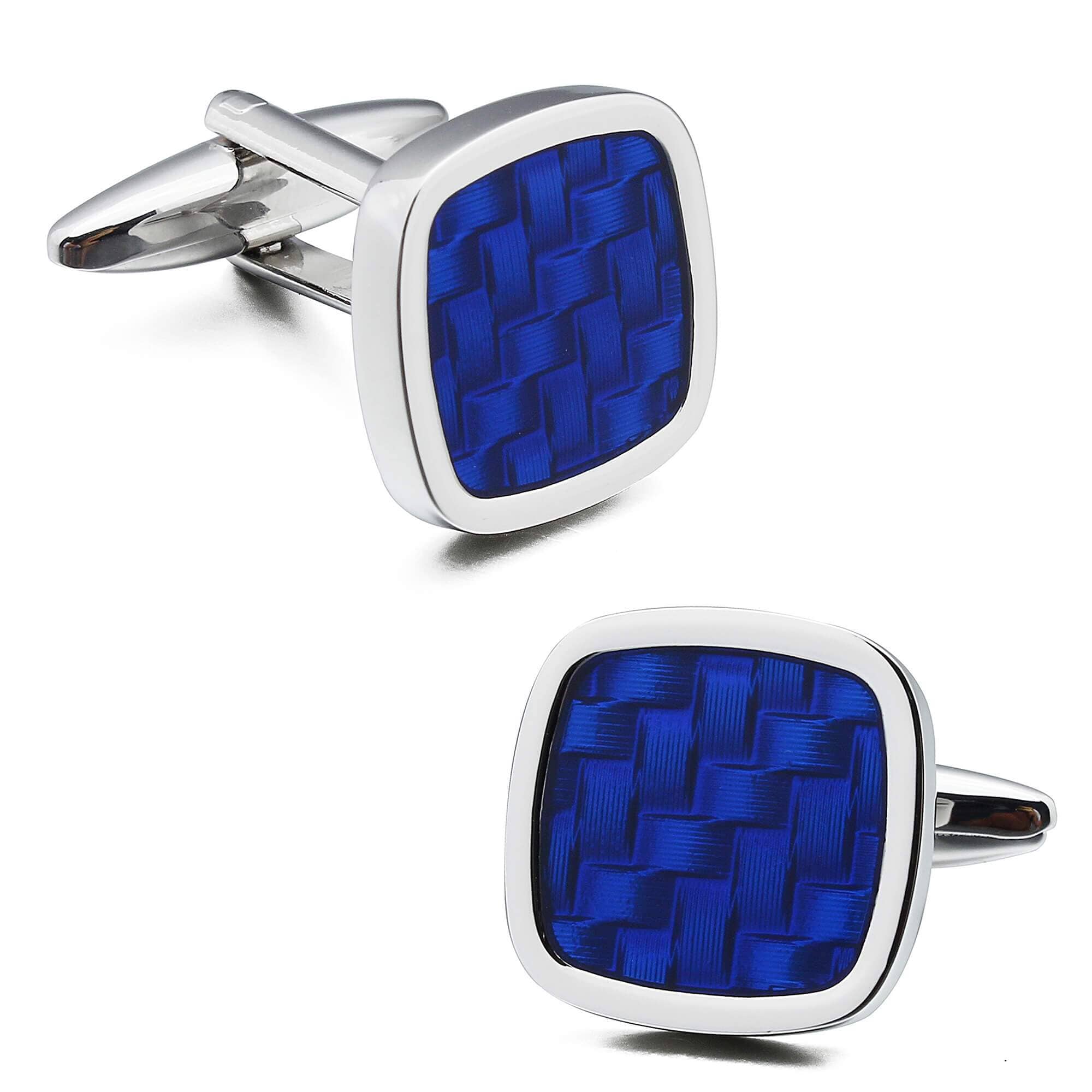 Blue Woven Pattern Cufflink and Tie Clip Set Gift Set Clinks Australia 