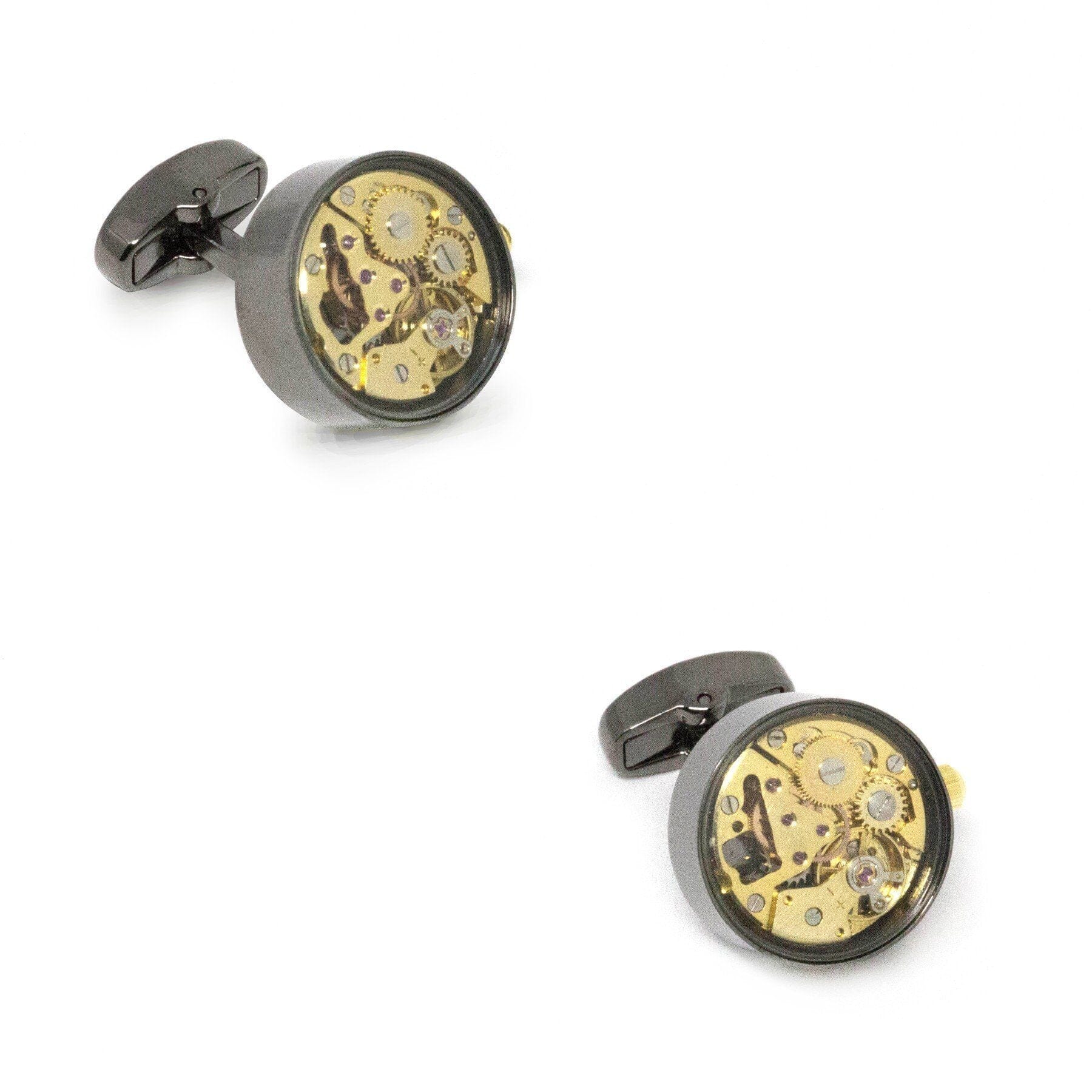 Working Watch Movement Steampunk Cufflinks Gunmetal and Gold Novelty Cufflinks Clinks Australia 