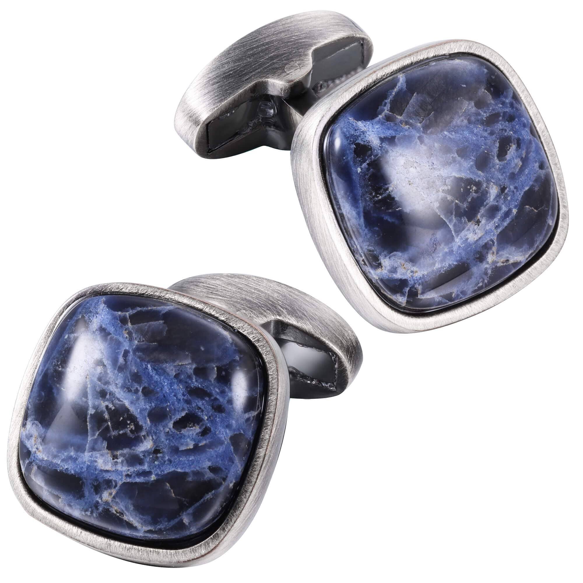 Sodalite in Antique Silver Cufflinks Classic & Modern Cufflinks Clinks Australia 