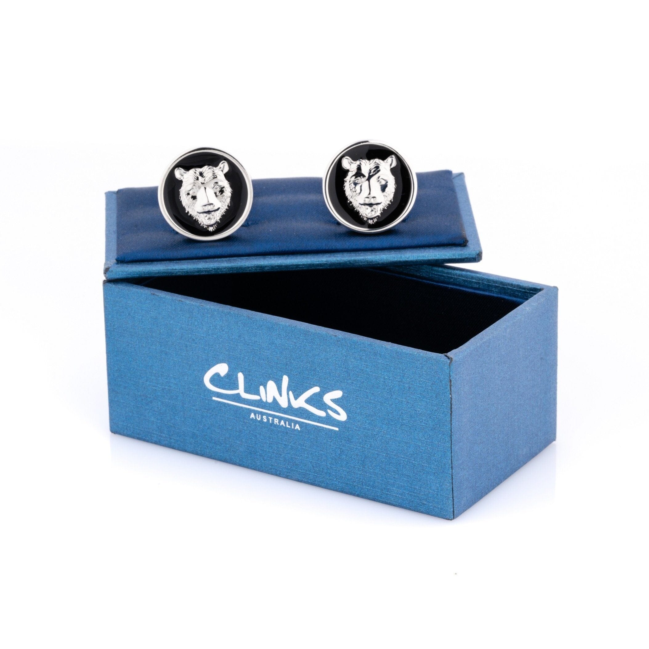 Bear Black Enamel Cufflinks Novelty Cufflinks Clinks Australia 