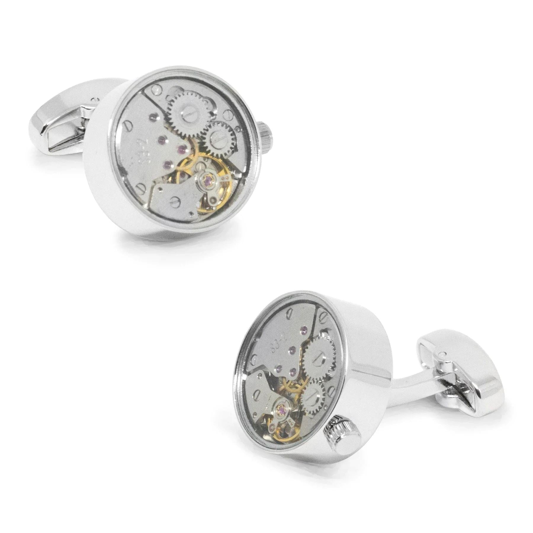 Working Watch Movement Steampunk Cufflinks Silver Novelty Cufflinks Clinks Australia 