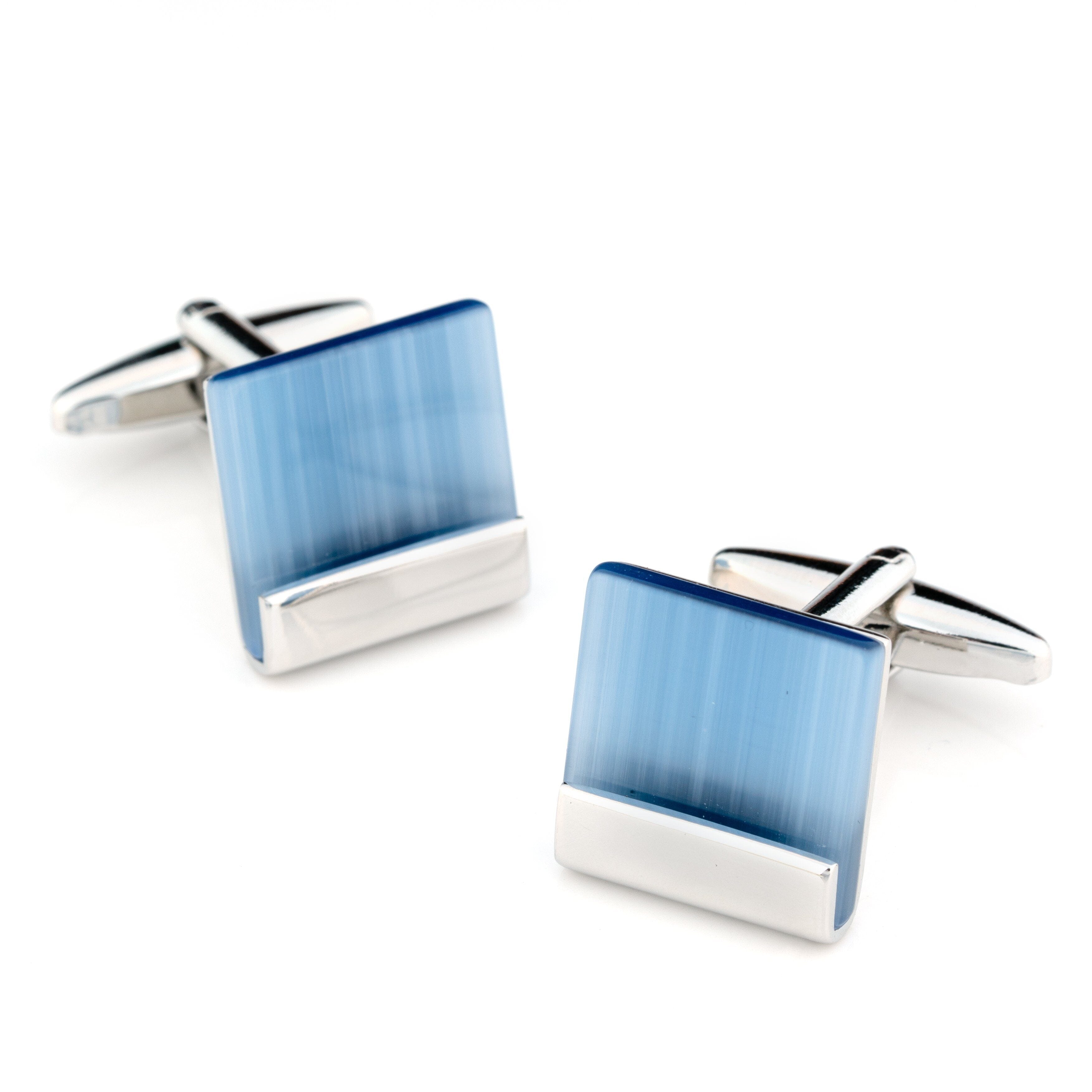 Blue Ice Cateye Cufflinks Classic & Modern Cufflinks Clinks Australia 