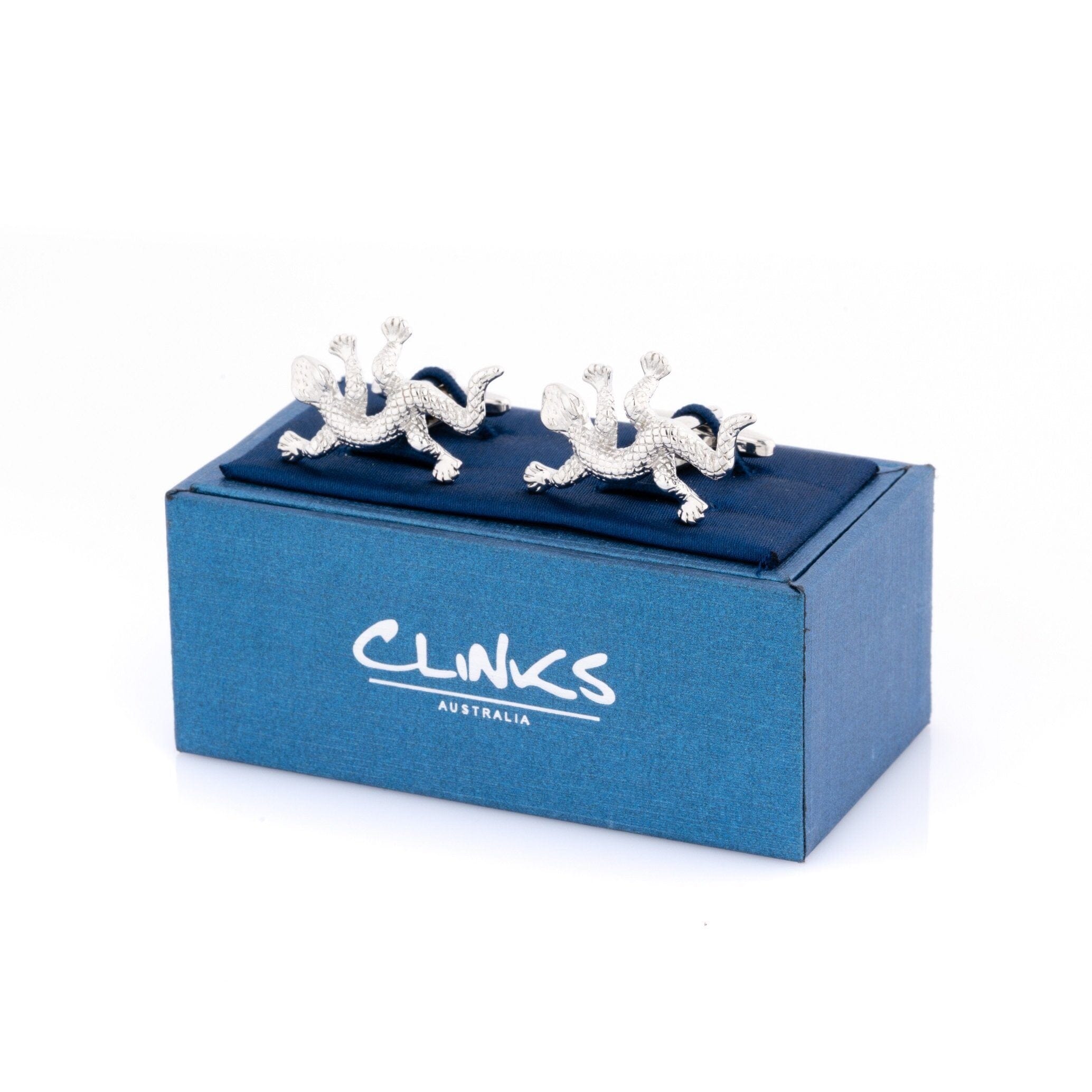 Silver Gecko Lizard Cufflinks Novelty Cufflinks Clinks Australia 