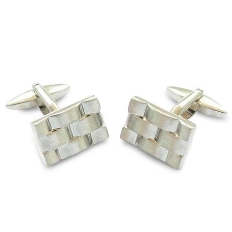 Silver Basket Weave Cufflinks Classic & Modern Cufflinks Clinks Australia 