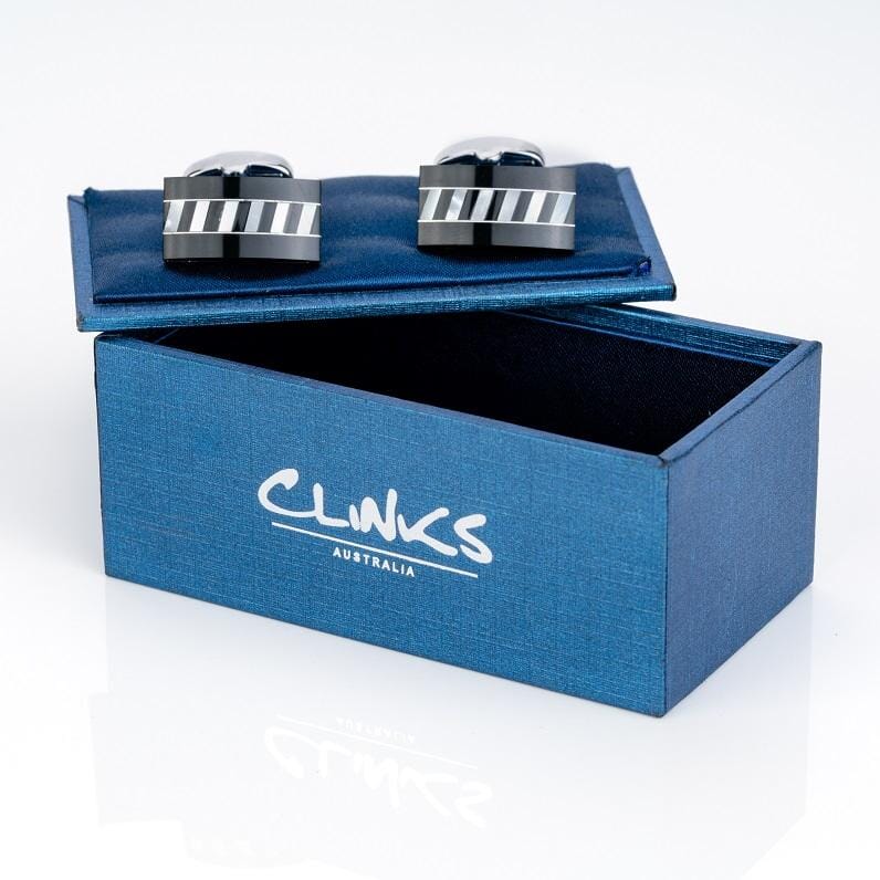 Black Onyx Rectangle interlaced Mother of Pearl Cufflinks Classic & Modern Cufflinks Clinks Australia 