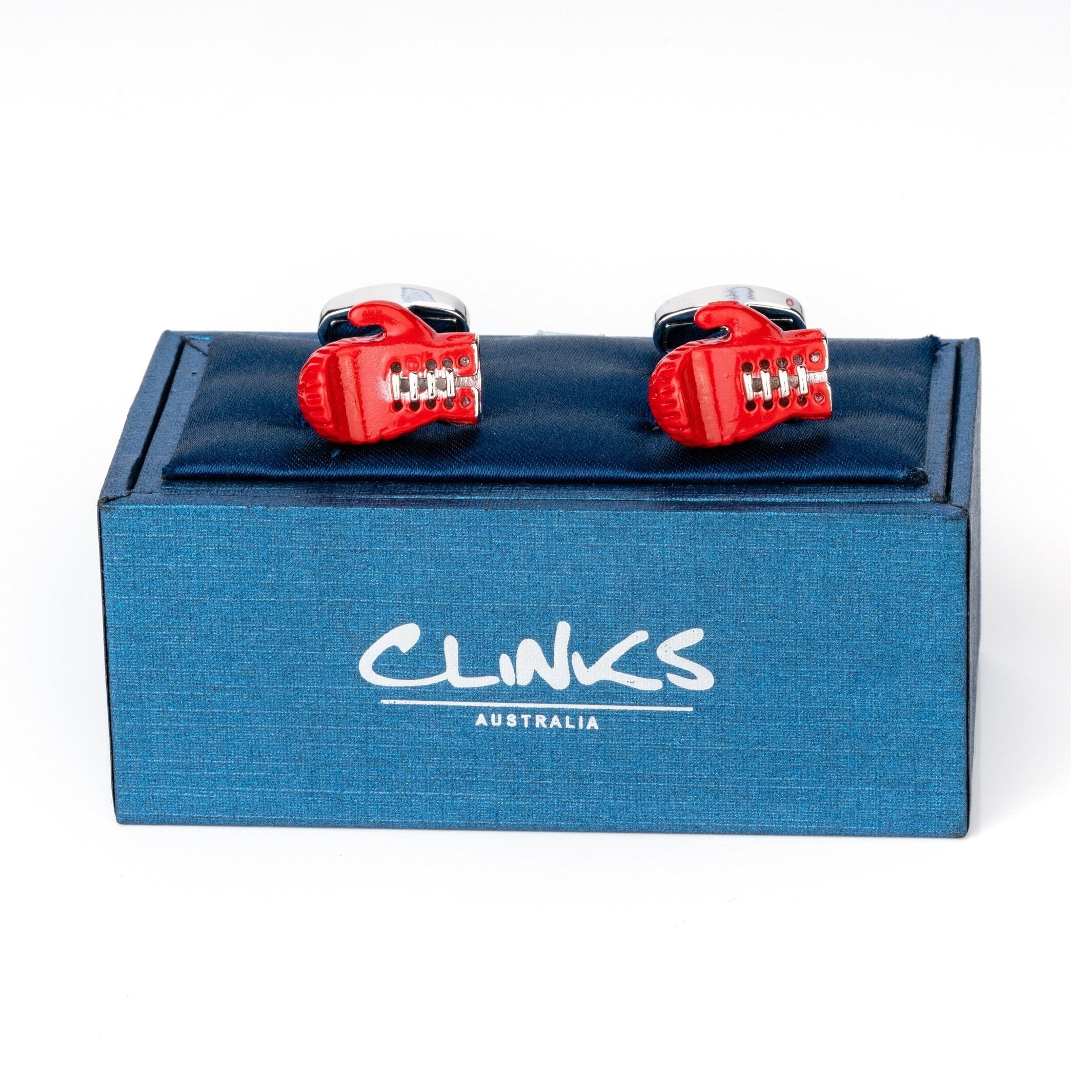 Red Boxing Gloves with Silver Laces Cufflinks Novelty Cufflinks Clinks Australia 