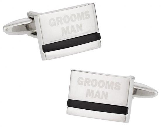 Groomsman Laser Etched Onyx Silver Wedding Cufflinks Wedding Cufflinks Clinks Australia Groomsman Laser Etched Onyx Silver Cufflinks 