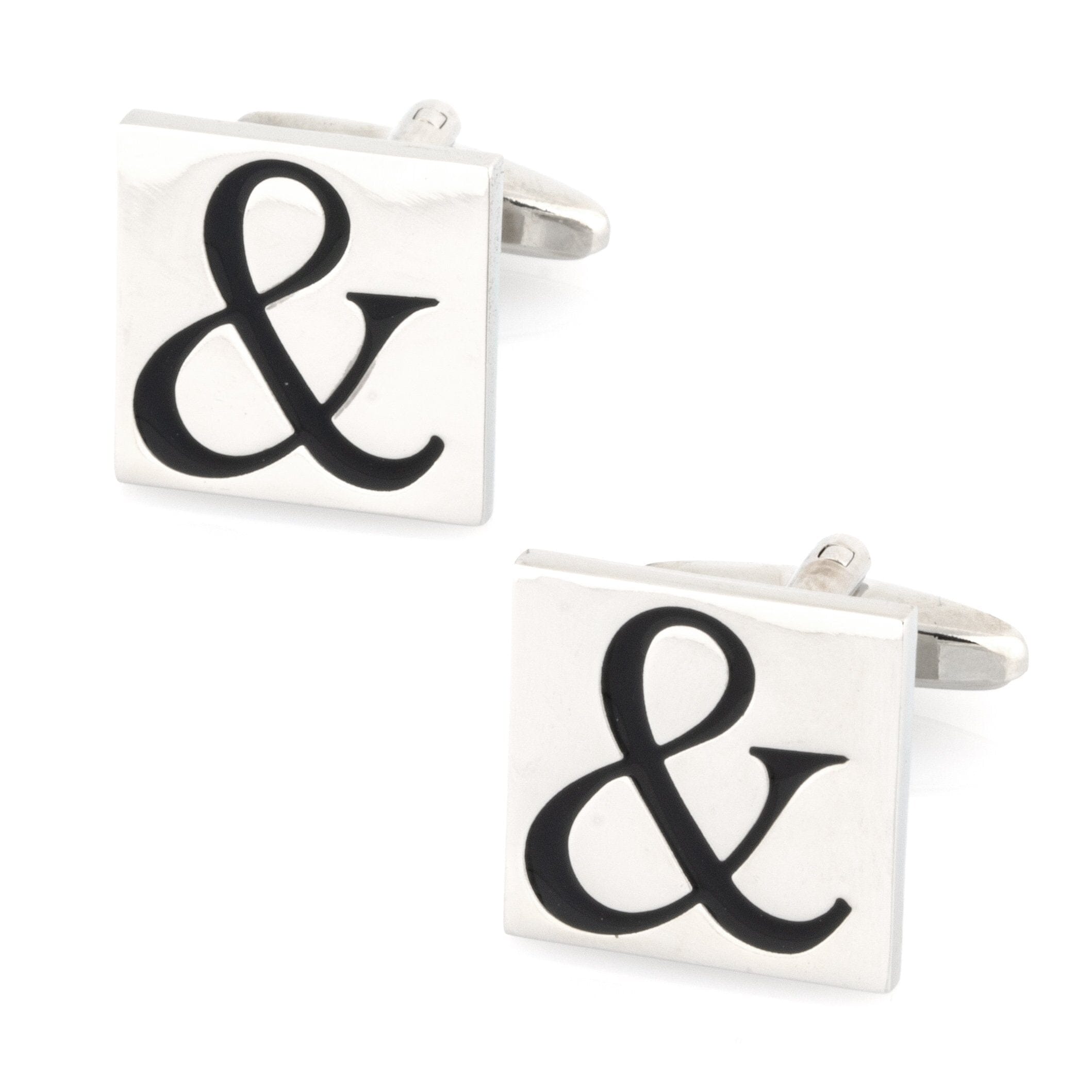 Black Ampersand & Symbol on Silver Square Cufflinks Novelty Cufflinks Clinks Australia 