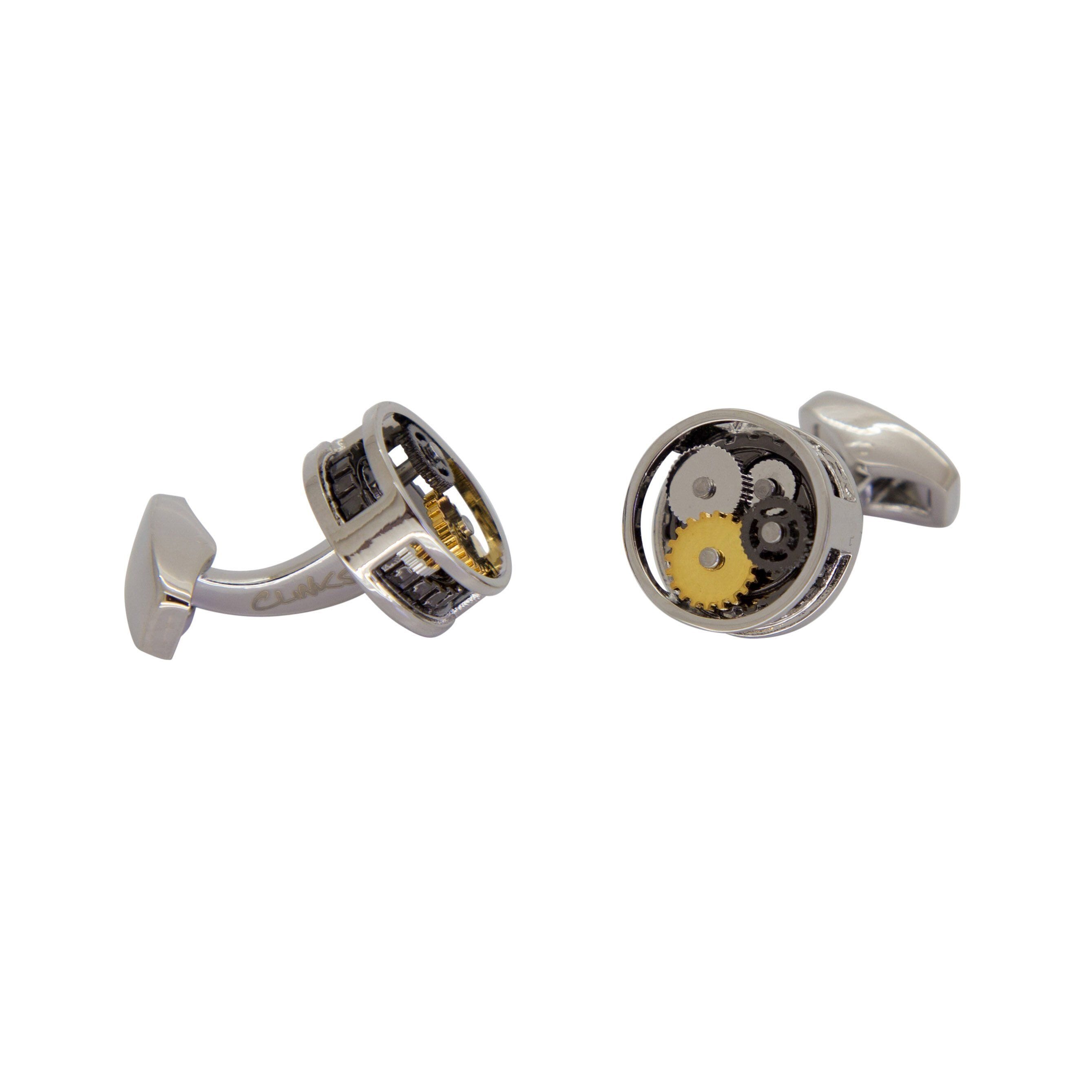Steampunk Gear Cufflinks in Round Silver Novelty Cufflinks Clinks Australia 