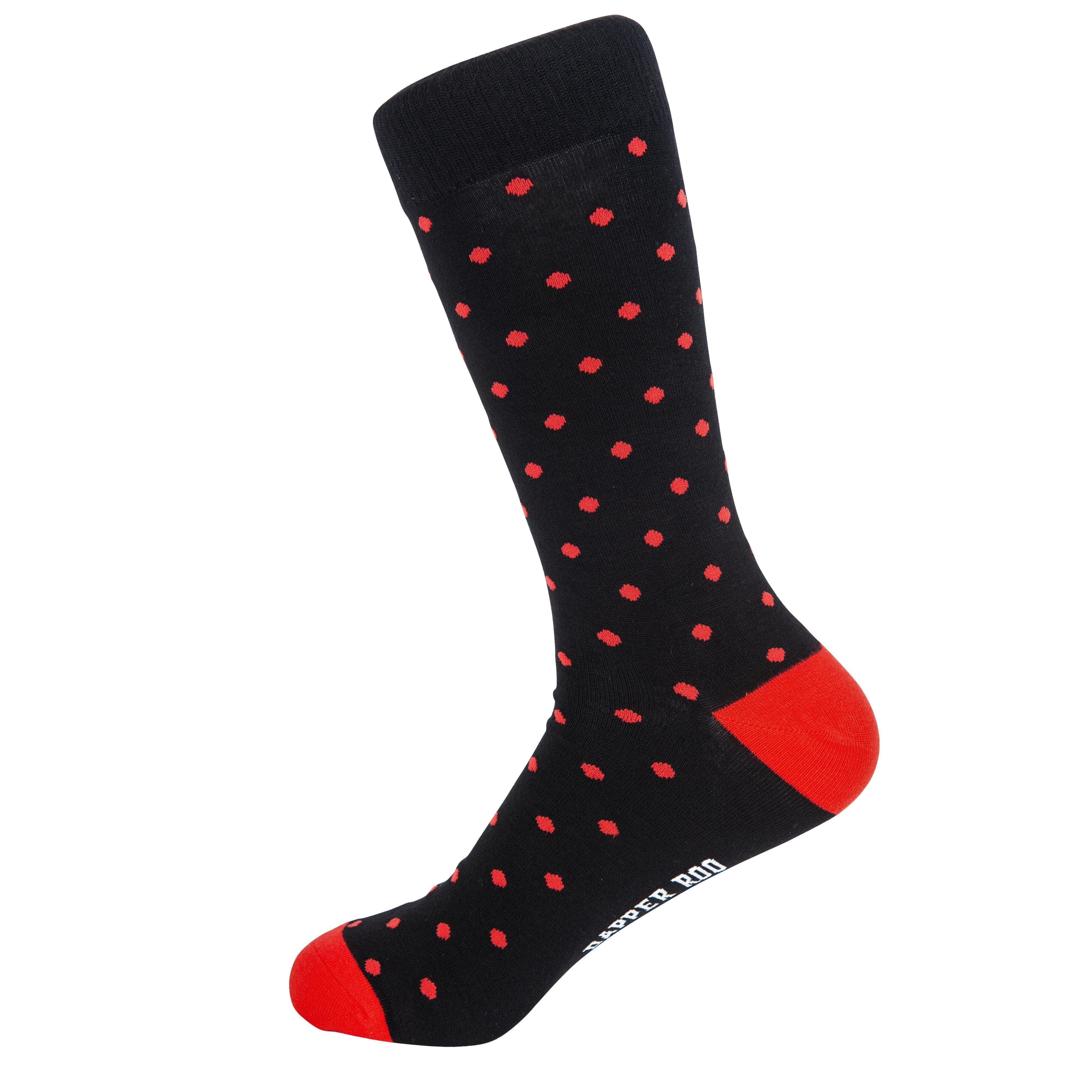 Spotted Red Dot Black Bamboo Socks by Dapper Roo Socks Dapper Roo 