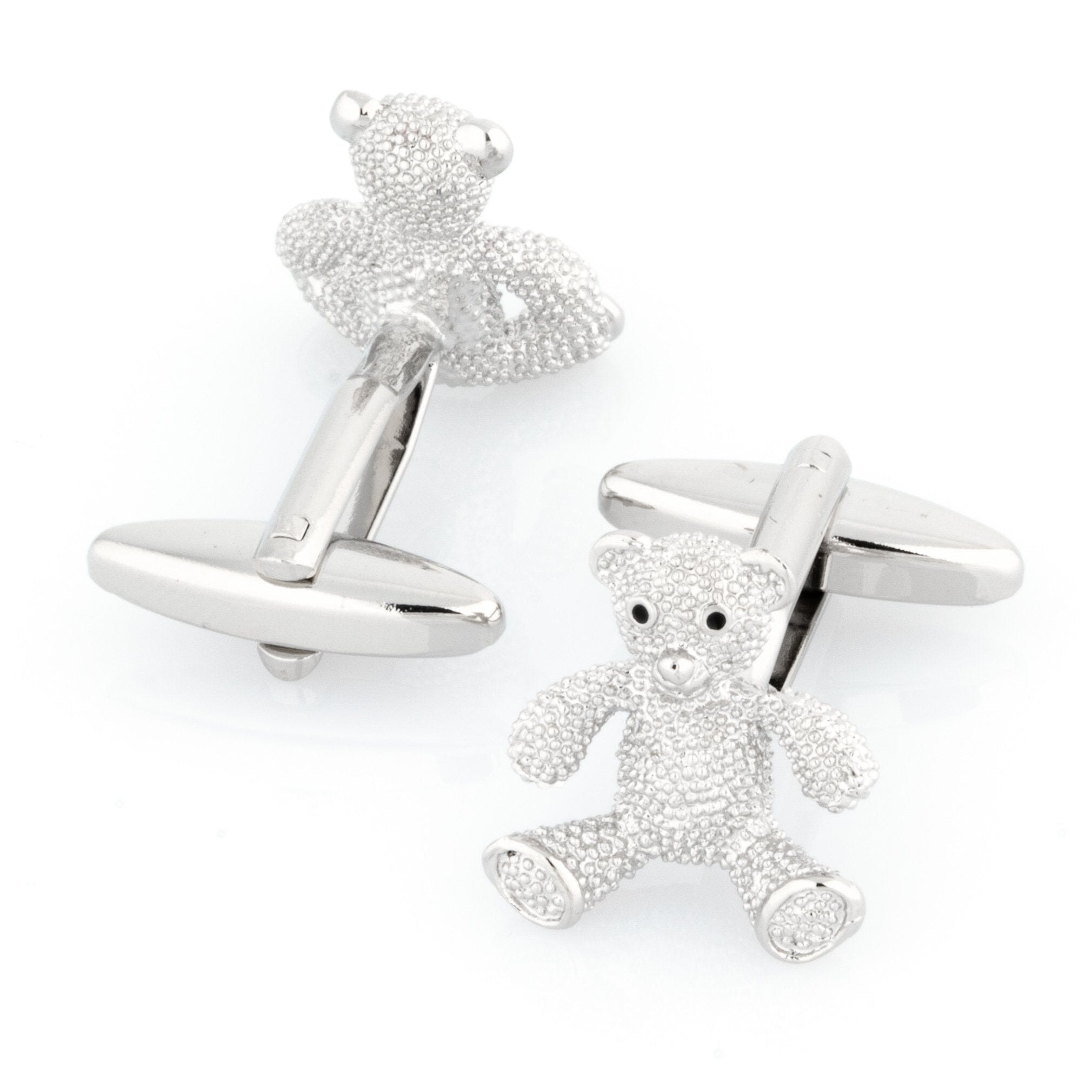 Silver Textured Teddy Bear Cufflinks Novelty Cufflinks Clinks Australia 