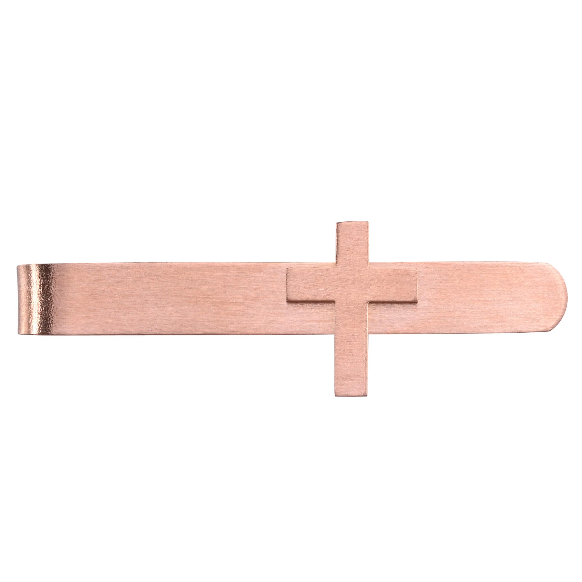 Cross Tie Bar in Brushed Rose Gold Tie Bars Clinks Australia 