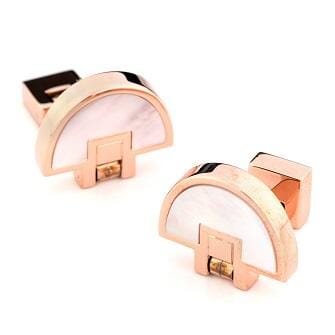 Rose Gold Mother of Pearl Half Moon Fold Flat Cufflinks Classic & Modern Cufflinks Clinks Australia 