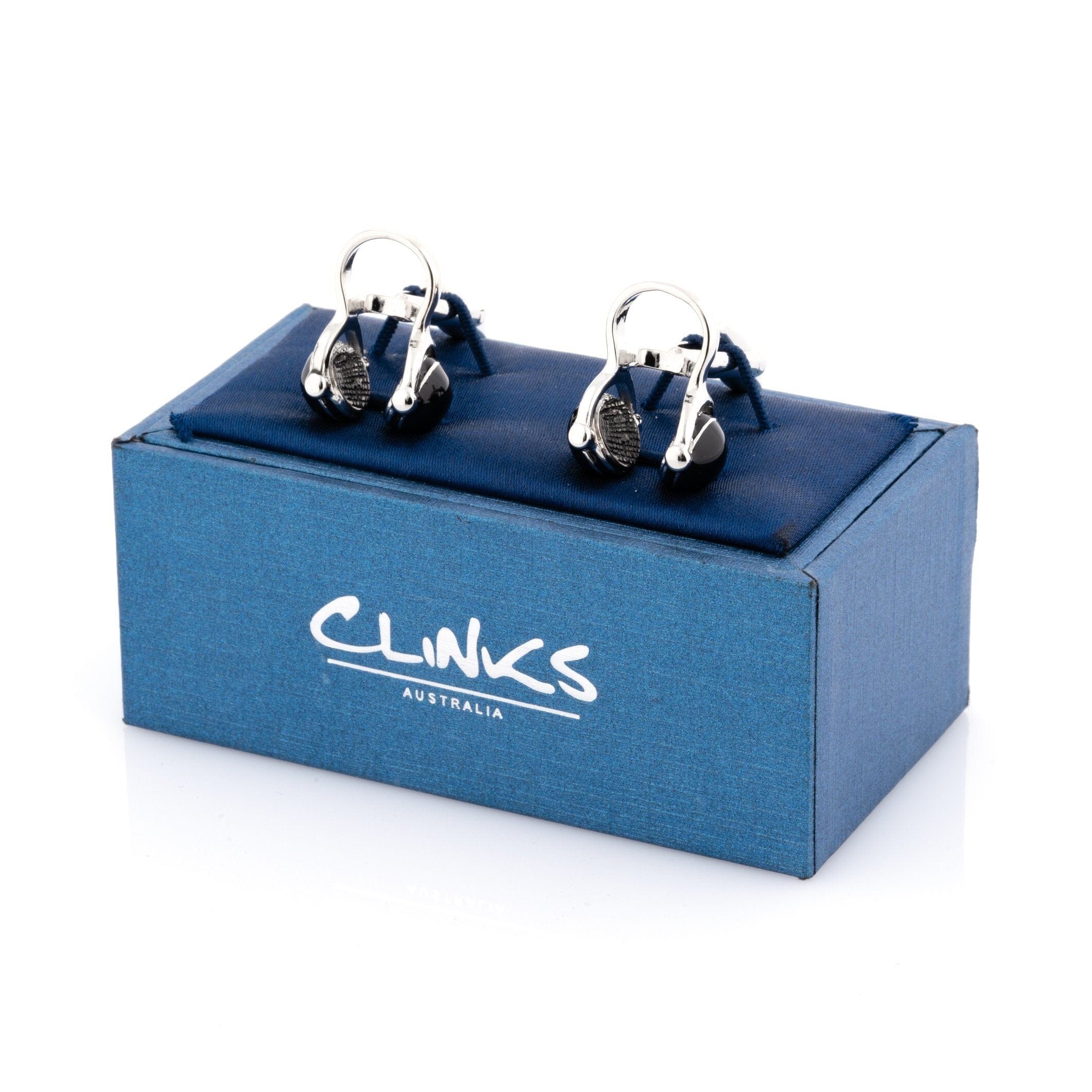 Black and Silver Headphone Cufflinks Style 2 Novelty Cufflinks Clinks Australia 
