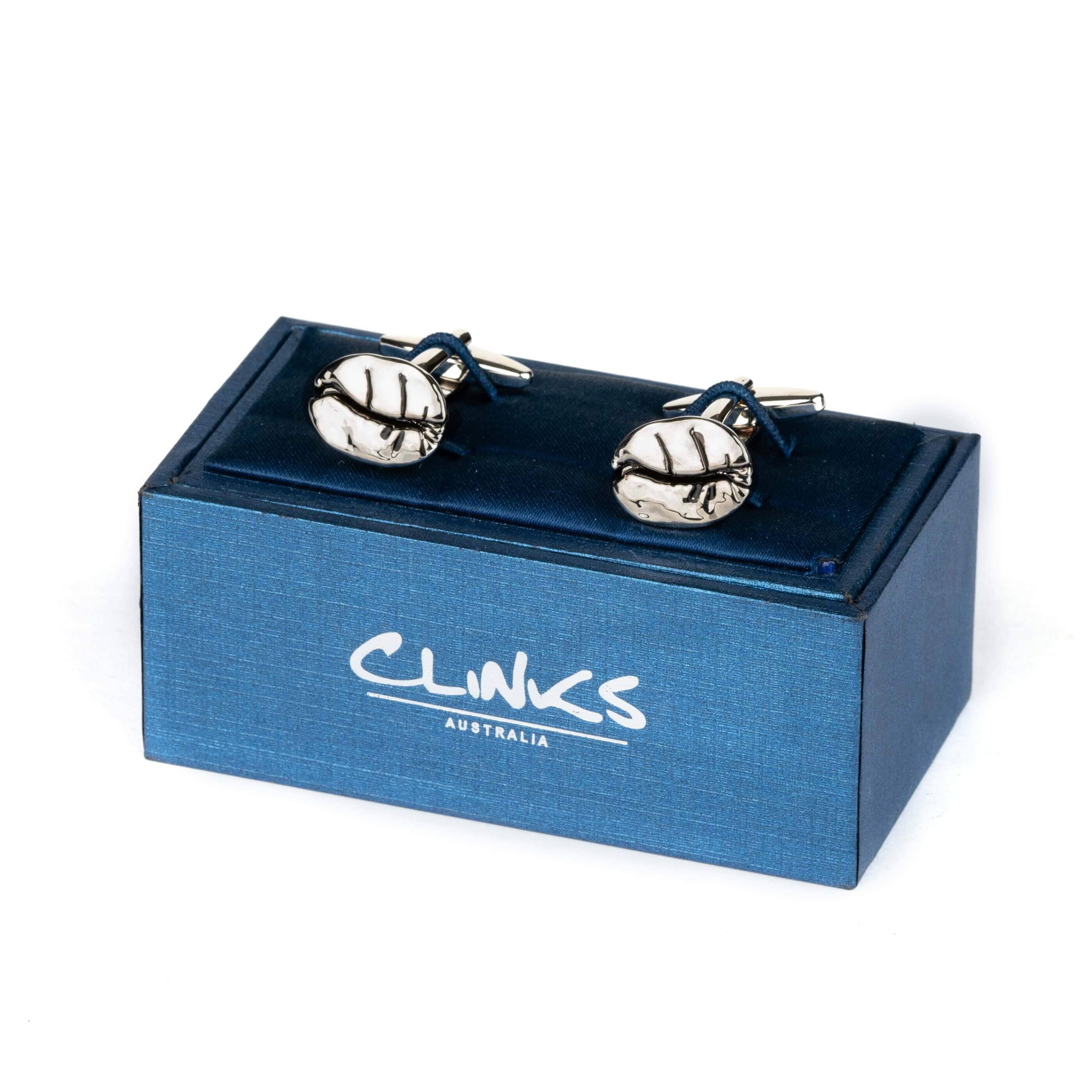 Silver Coffee Bean Cufflinks Novelty Cufflinks Clinks Australia 